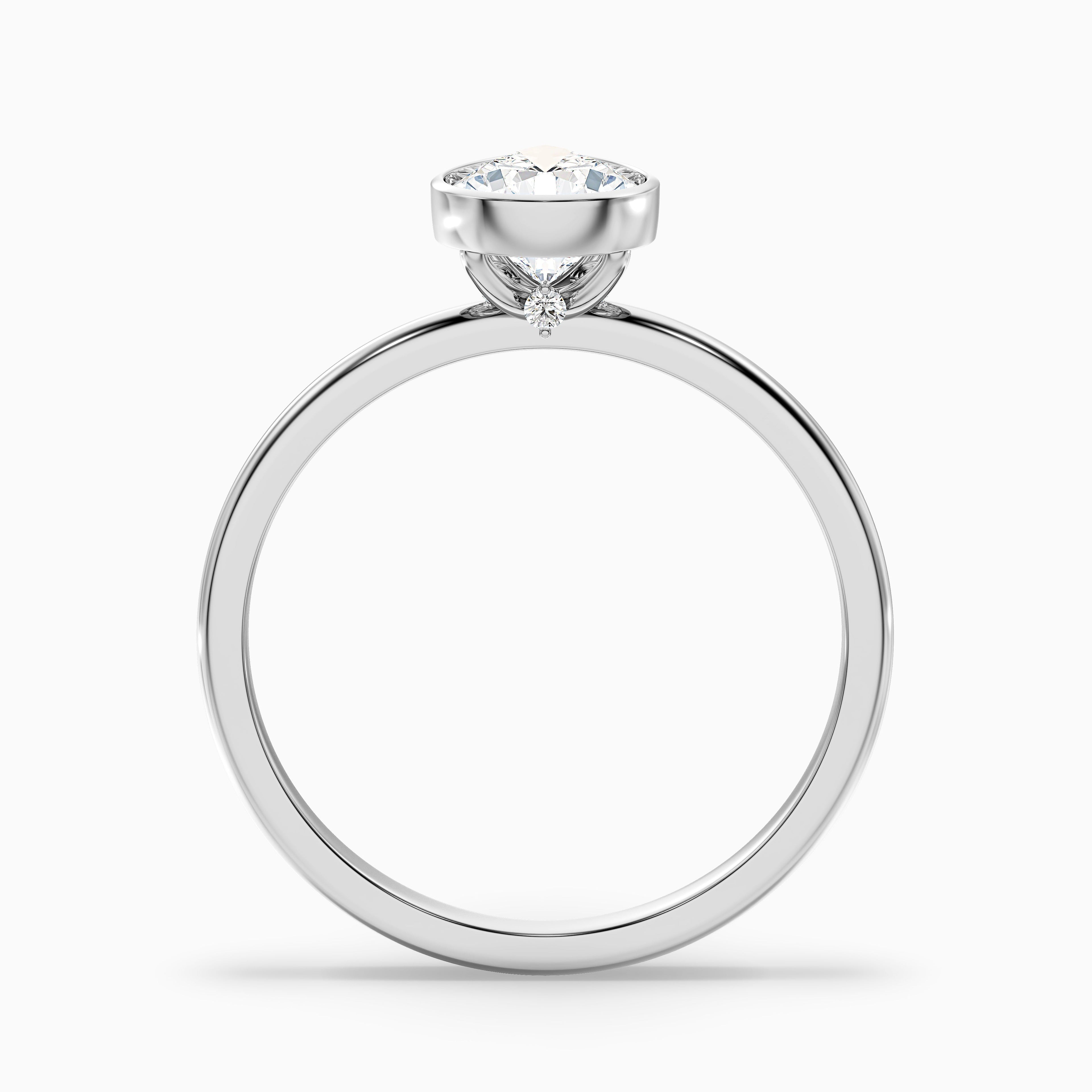 Avila 5 Carat Pear Cut Bezel Set Lab Grown Diamond Ring in 925 Sterling Silver