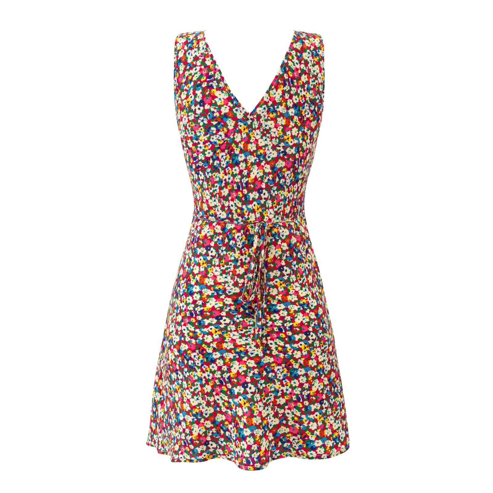 Summer Sweet Spicy Super Beautiful Floral Slim Fitting Slimming Sleeveless V eck Dress Short Dress by Ragazza