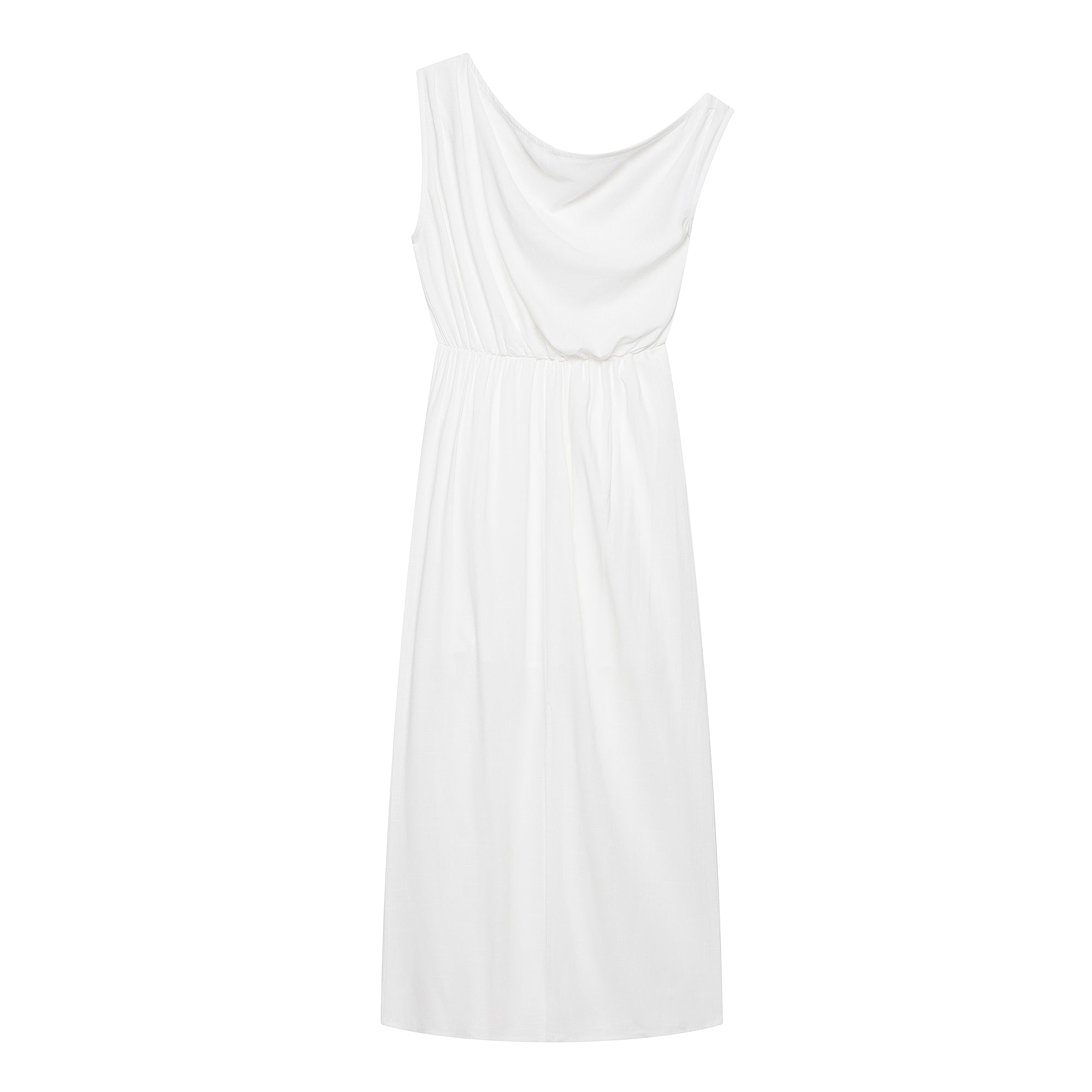 Women Slanted Shoulder One Shoulder Sleeveless Waist Cinching Long Dress by Ragazza