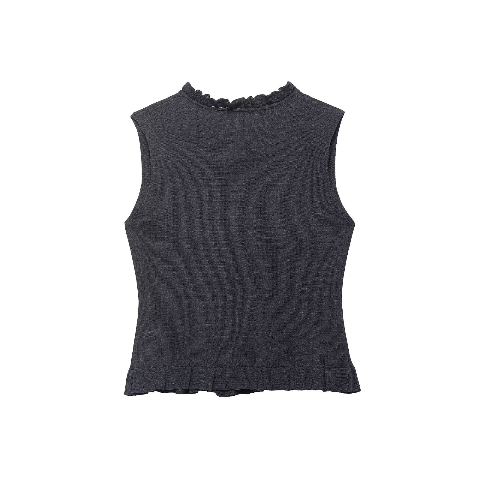 Women Clothing Summer Laminated Decoration Soft round Neck Sleeveless Knitwear by Ragazza