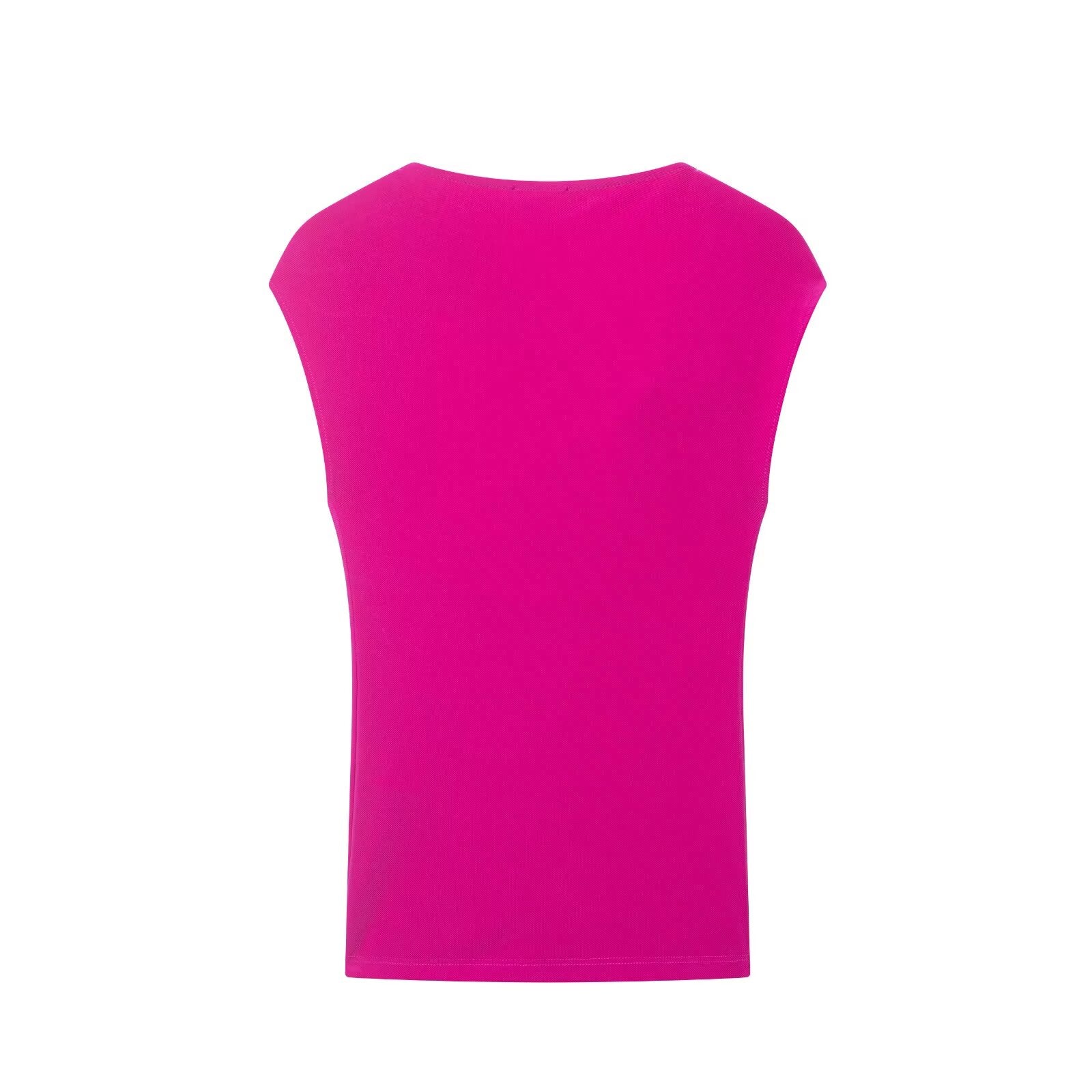 Women Clothing Summer Sleeveless Asymmetric Collar Pleated Pullover Top by Ragazza