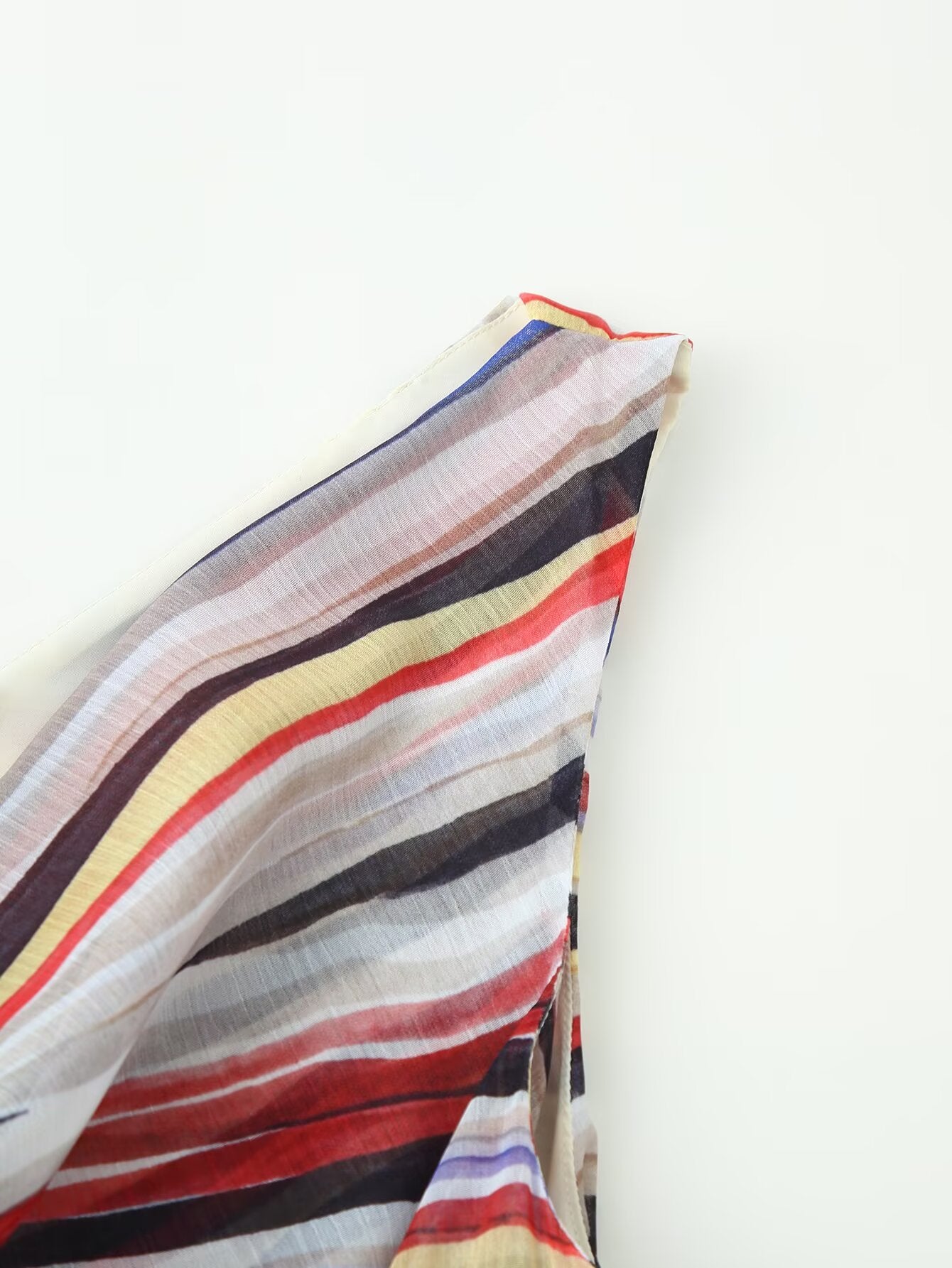 Women Clothing Fashionable Elegant Swing Collar Colorful Striped Sleeveless Dress by Ragazza