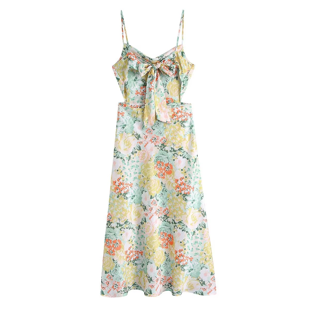 Women Clothing Printed Vacation Maxi Dress Sexy French Backless Strap Dress by Ragazza