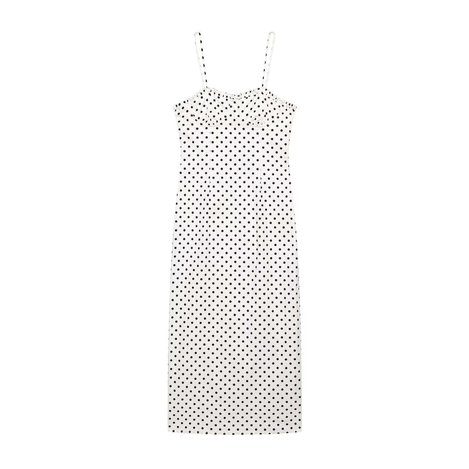Summer Graceful Fashionable Women Corset Polka Dot Midi Dress DestGlow