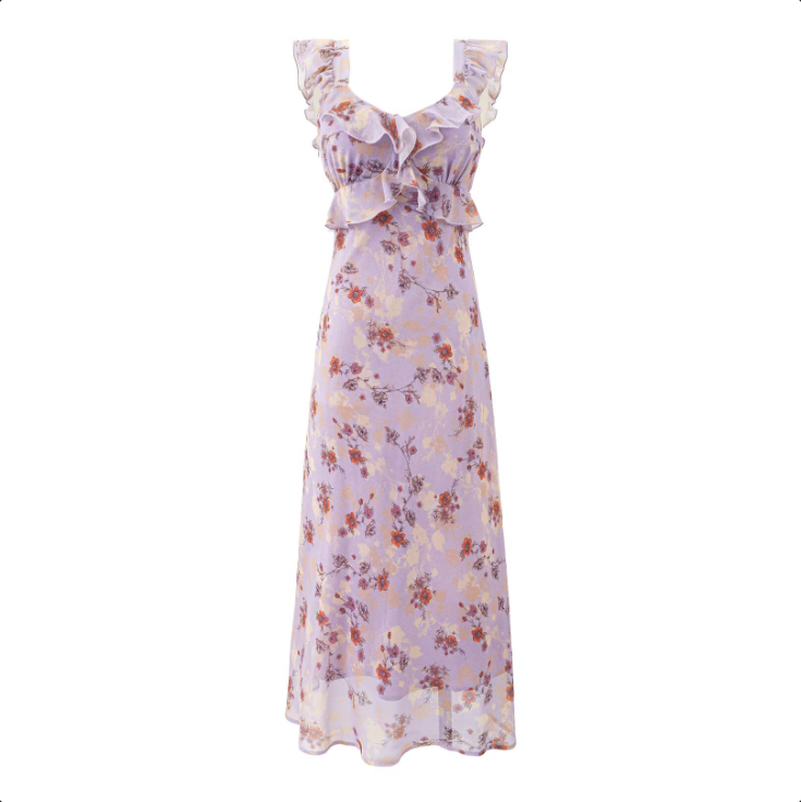 Women Clothing Summer High Waist Ruffled Dress Printed Sexy Vacation by Ragazza