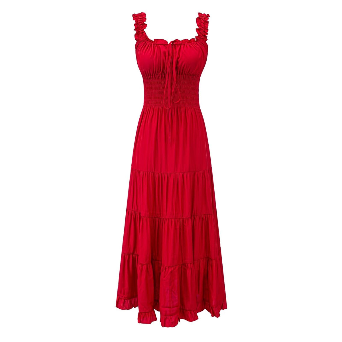 Fairy Dress Seaside Wear Tight Waist Strap Dress Women Summer Beautiful Square Collar Slimming Umbrella Swing Dress DestGlow