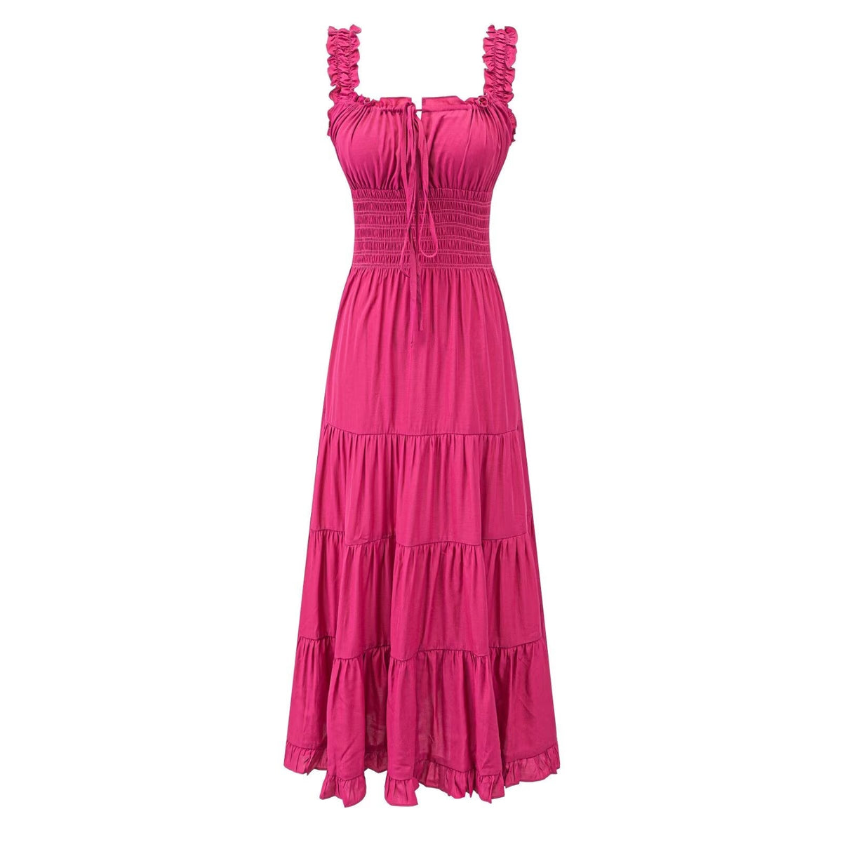 Fairy Dress Seaside Wear Tight Waist Strap Dress Women Summer Beautiful Square Collar Slimming Umbrella Swing Dress DestGlow