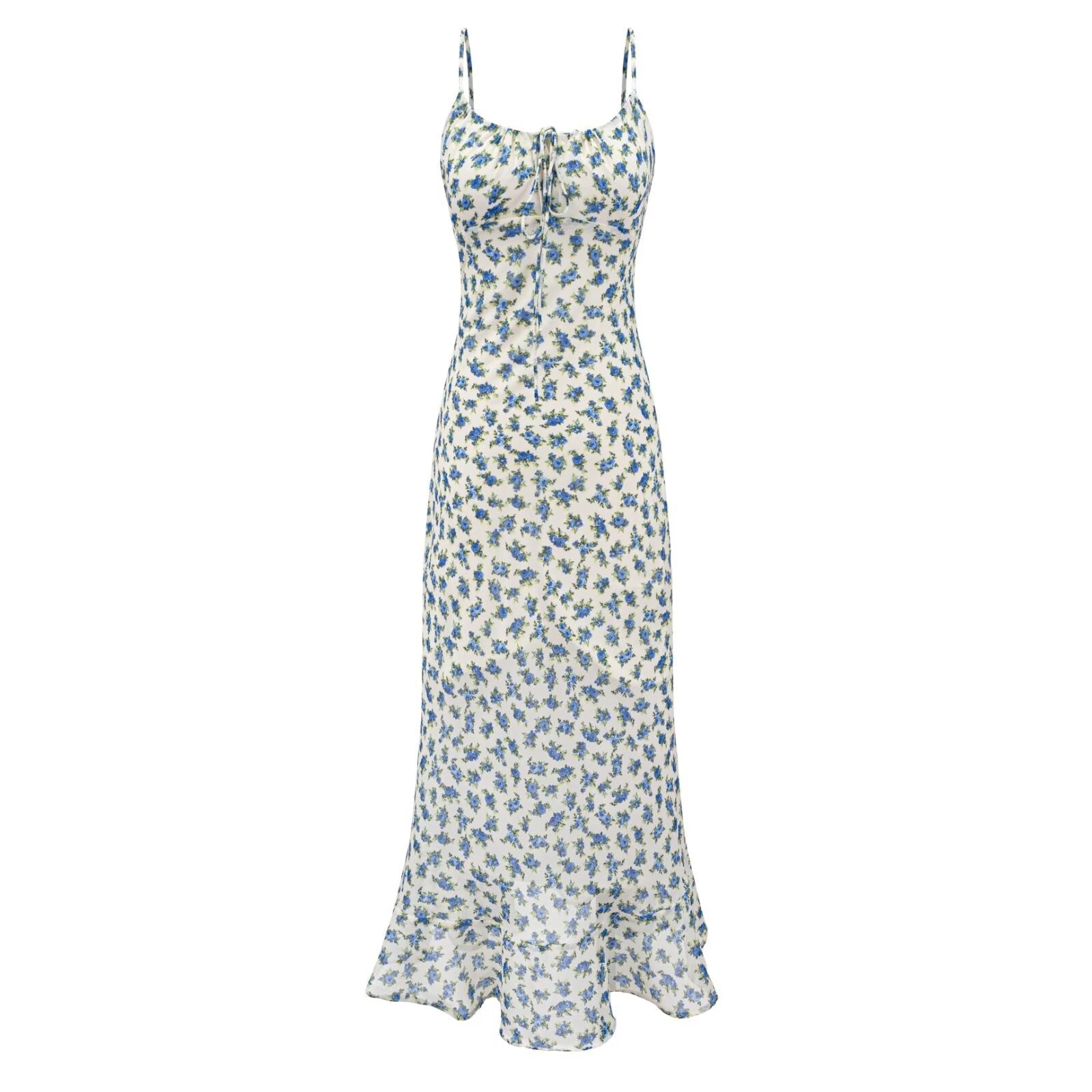 Summer Women Clothing French Romantic Atmosphere Seaside Vacation Printed Maxi Dress Slim Strap Dress DestGlow