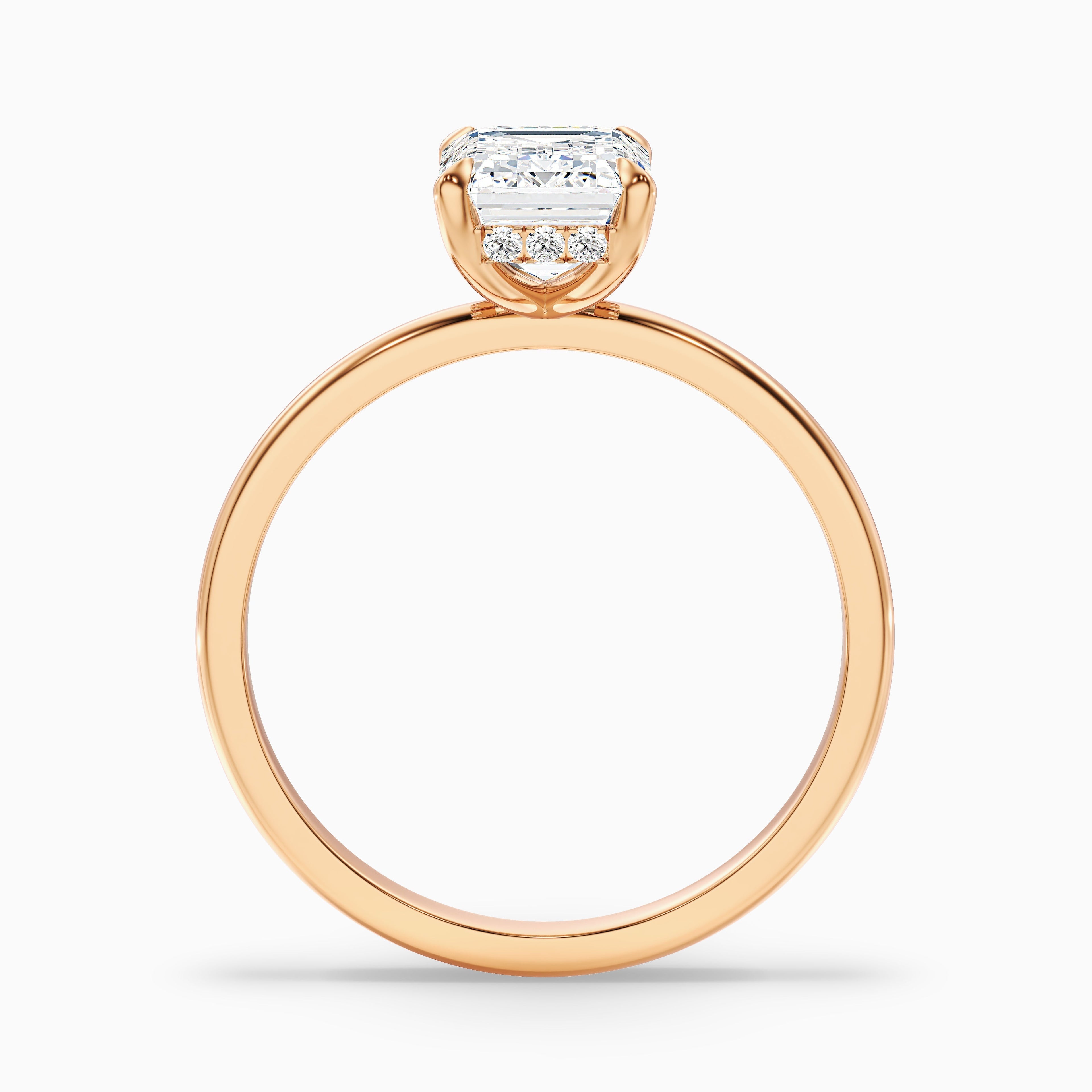 Emme 4 Carat Emerald Cut Hidden Halo Moissanite Diamond Ring in 925 Sterling Silver