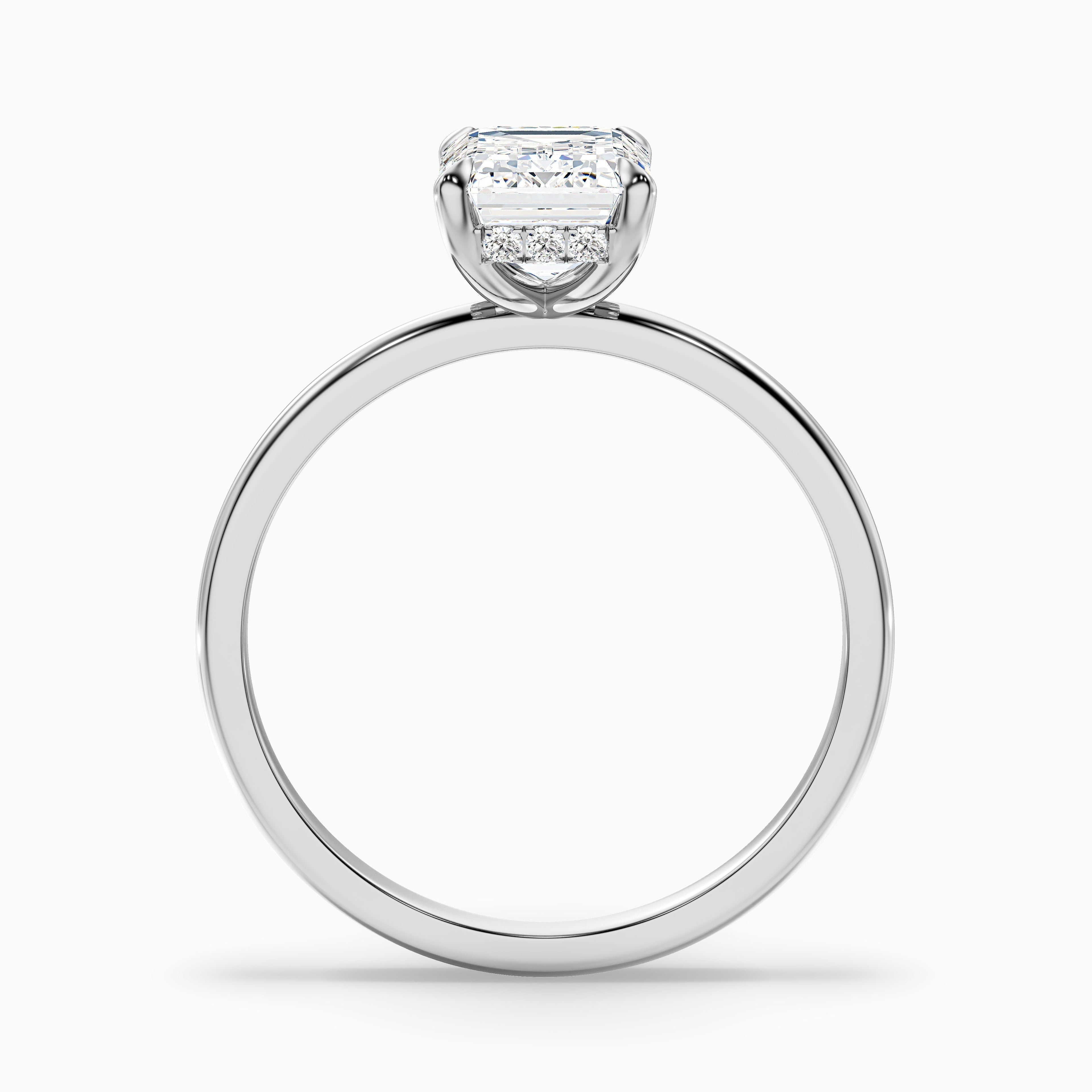 Dany 4.5 Carat Emerald Cut Hidden Halo Lab Grown Diamond Ring in 925 Sterling Silver