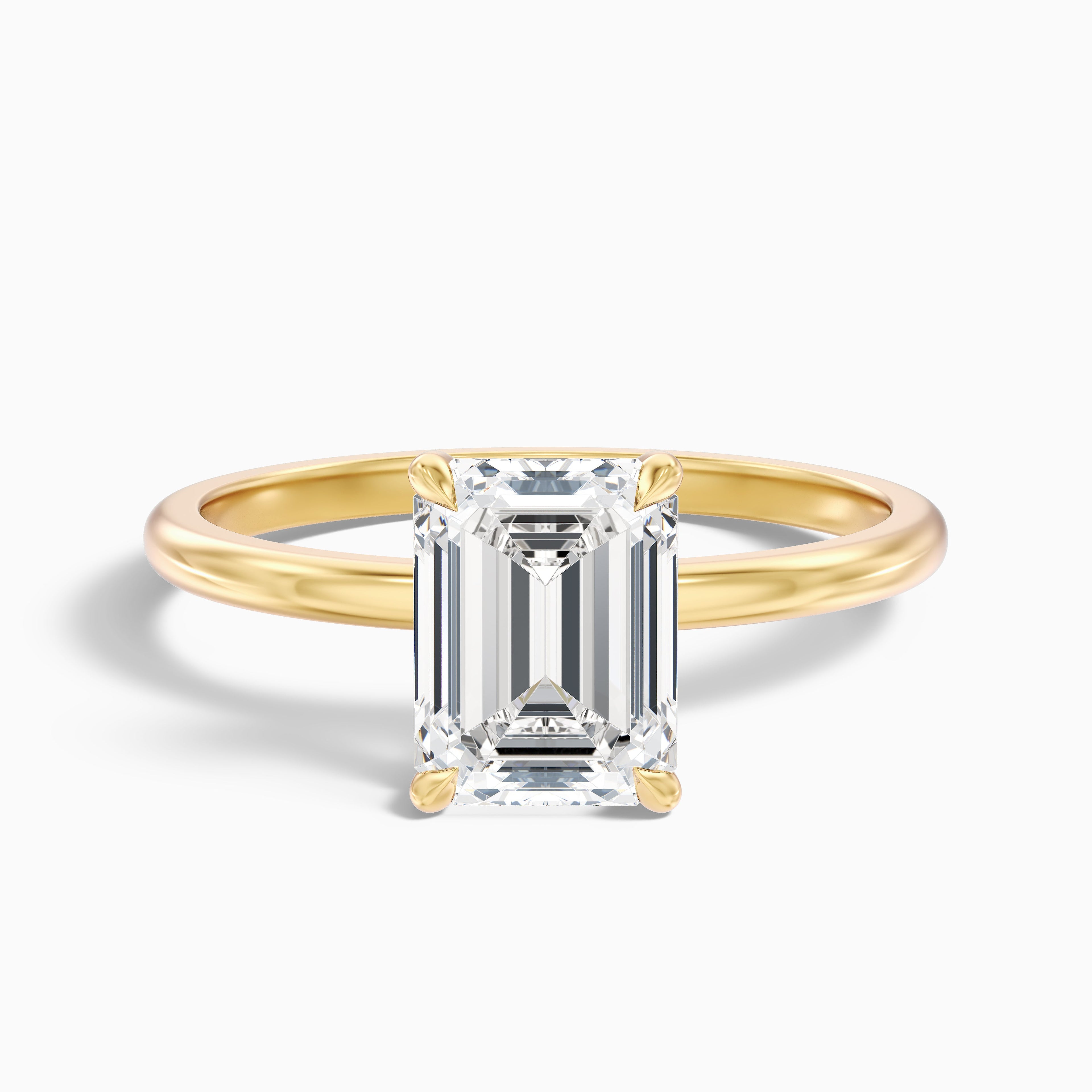 Emme 5.5 Carat Emerald Cut Hidden Halo Moissanite Diamond Ring in 18k Rose Gold
