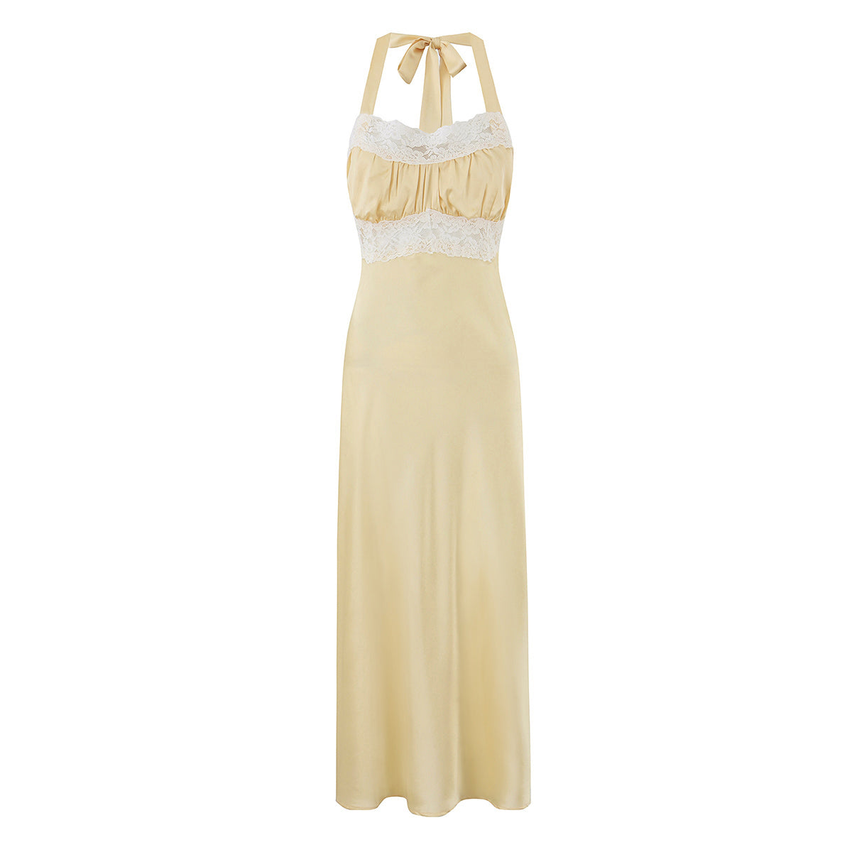 Vacation Dress Lace Slim Fit Patchwork Backless Halter Dress DestGlow