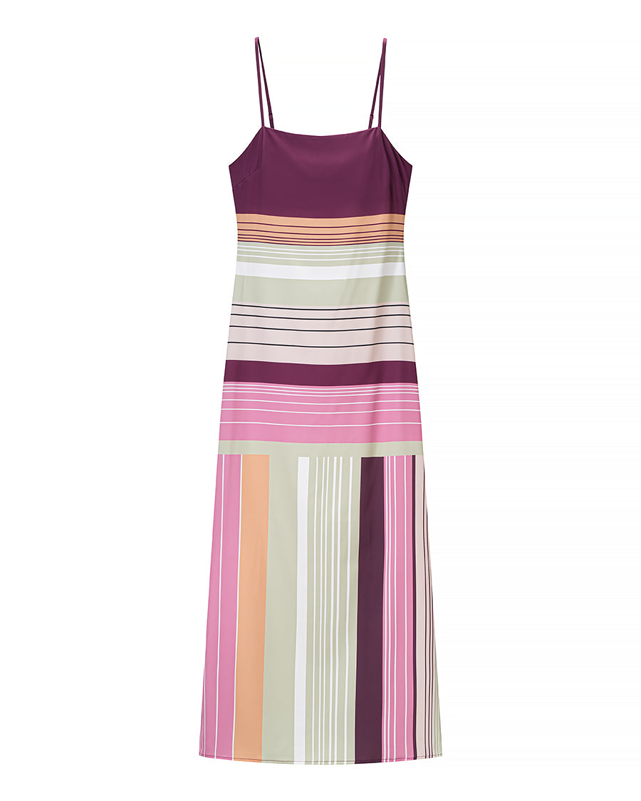 Summer Striped Spaghetti Straps Dress Women Vacation Slim Fit Maxi Dress Slimming Fashionable Trend DestGlow