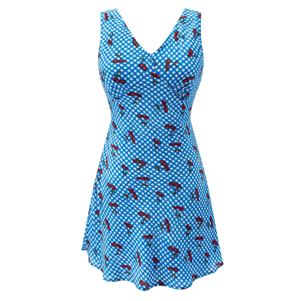 Summer Women Clothing Sexy Pattern Printed Short Dress Slim Sleeveless V neck Dress DestGlow