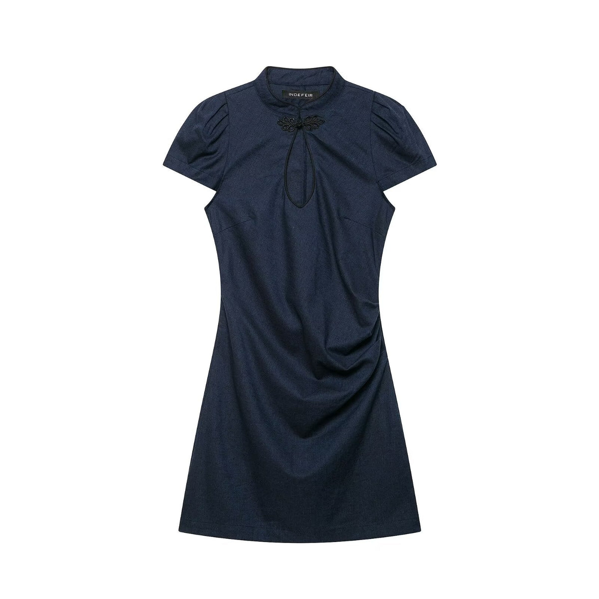 Women Clothing Summer Fashionable All Match String Button Mini Dress DestGlow