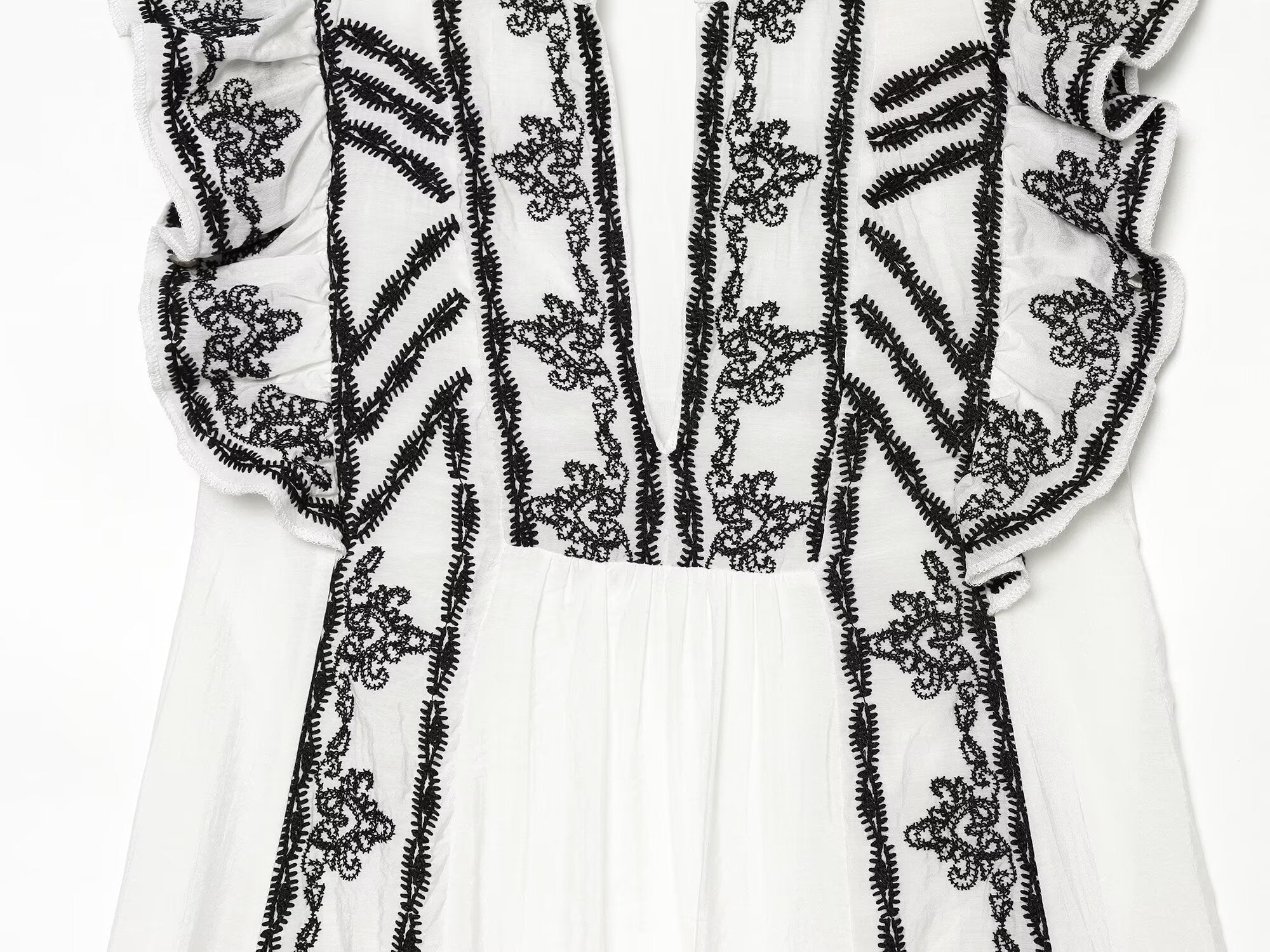 Women Clothing Summer Casual Loose Contrast Color Embroidered Dress DestGlow