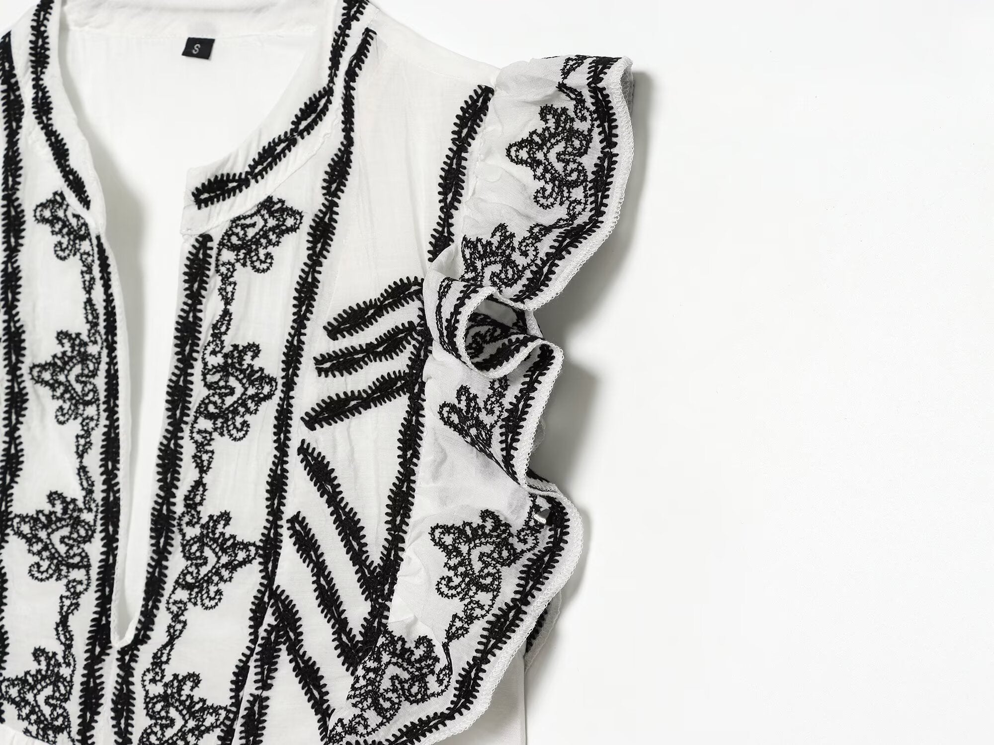 Women Clothing Summer Casual Loose Contrast Color Embroidered Dress DestGlow