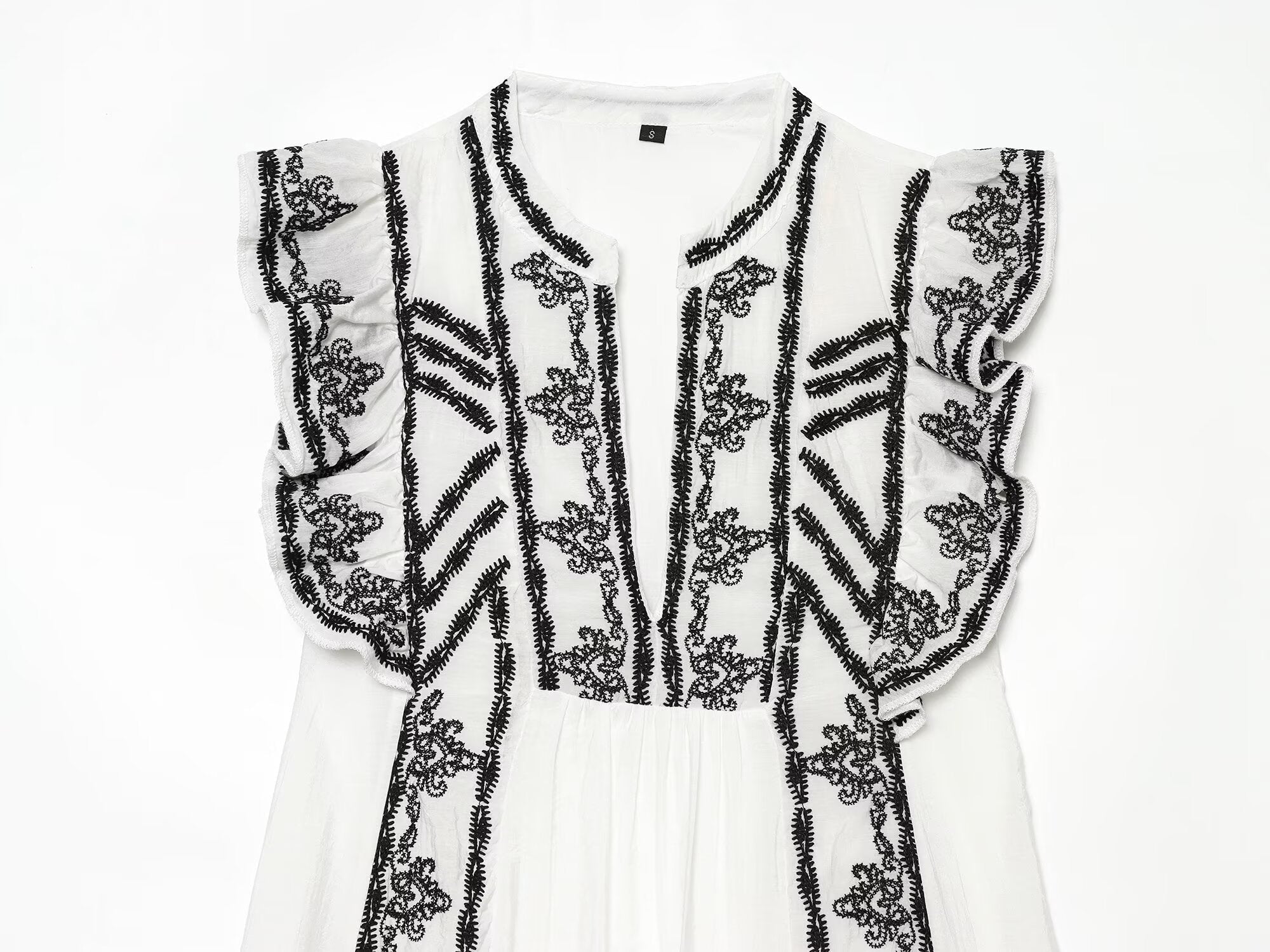 Women Clothing Summer Casual Loose Contrast Color Embroidered Dress DestGlow