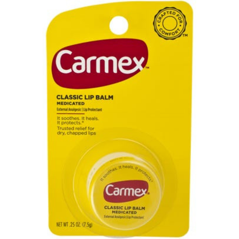 Carmex Classic Lip Balm Medicated, 0.25 oz Jar – Soothing Relief for Dry, Chapped Lips by Pasteur Pharmacy