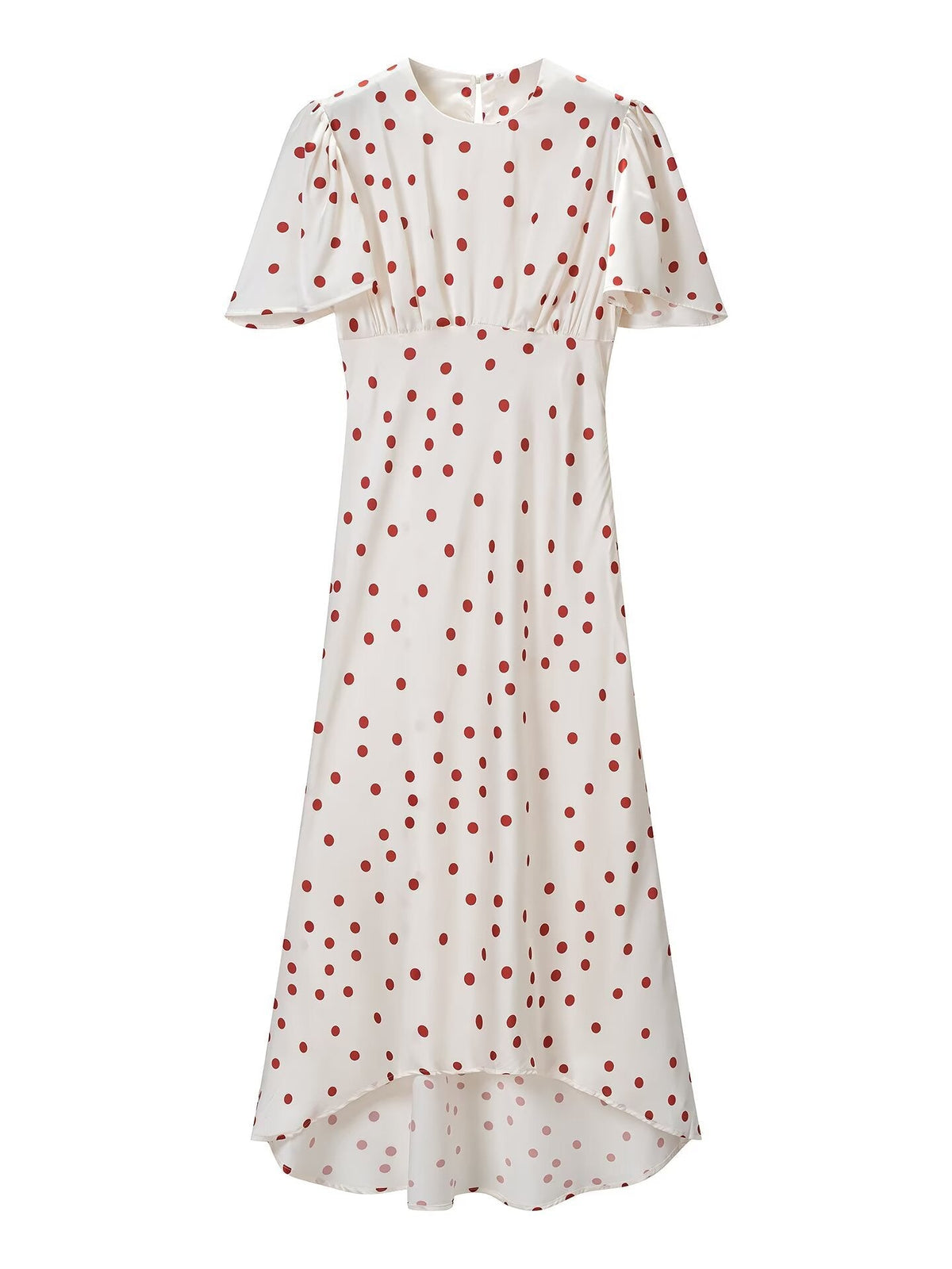 Women Clothing Summer Sweet Niche round Neck Polka Dot Print Stringy Selvedge Dress DestGlow