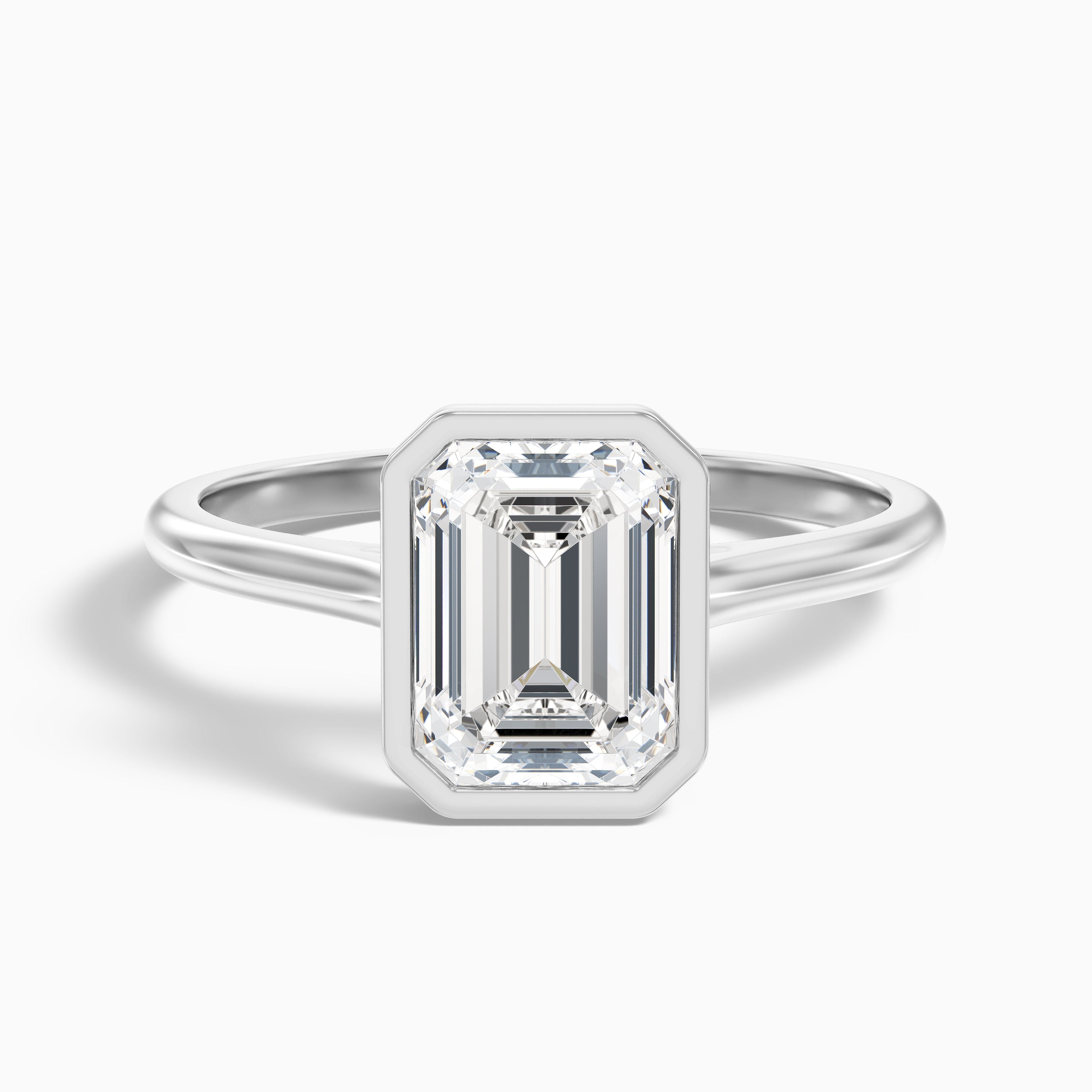 Eryn 1 Carat Emerald Cut Bezel Set Lab Grown Diamond Ring in 18k Rose Gold