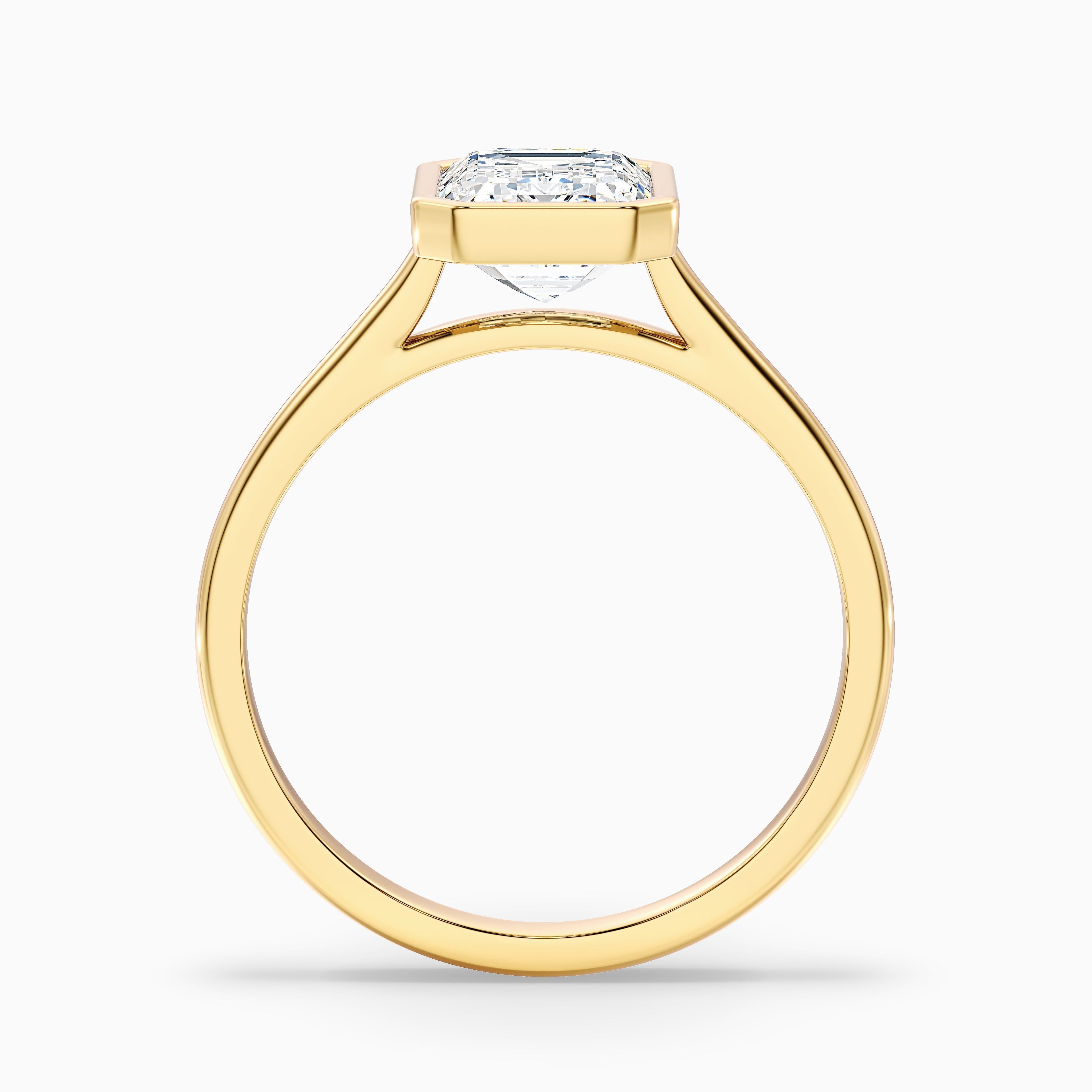 Vera 3.5 Carat Emerald Cut Bezel Set Moissanite Diamond Ring in 925 Sterling Silver