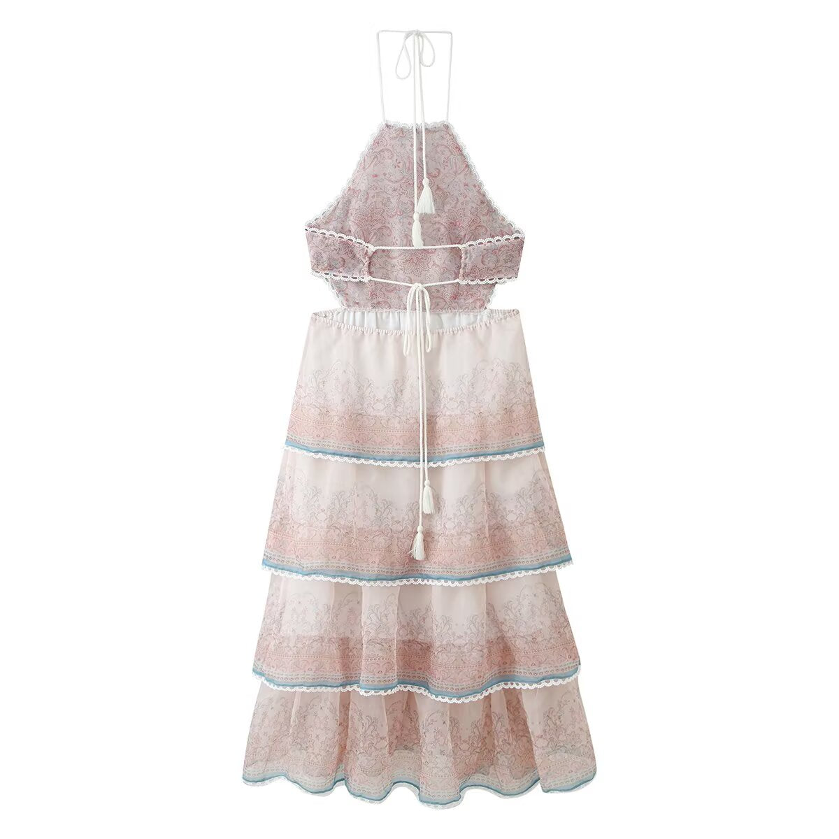 Women Clothing Sexy Multi Layer Lace Decoration Halter Lace up DestGlow