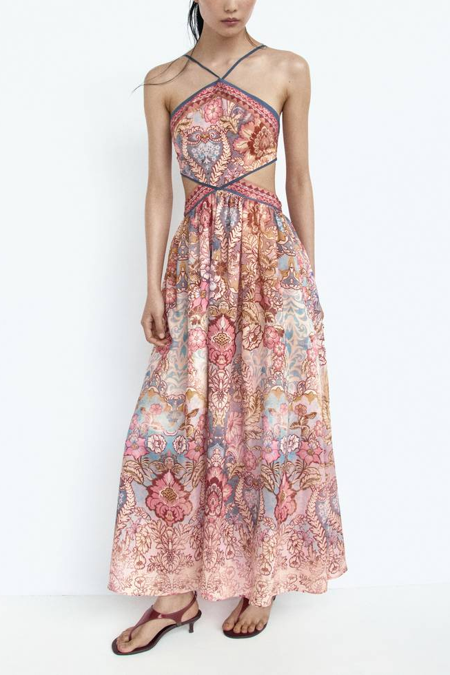 Women Clothing Fall Slim Fit Backless Hollow Out Cutout out Cropped Halter Dress DestGlow