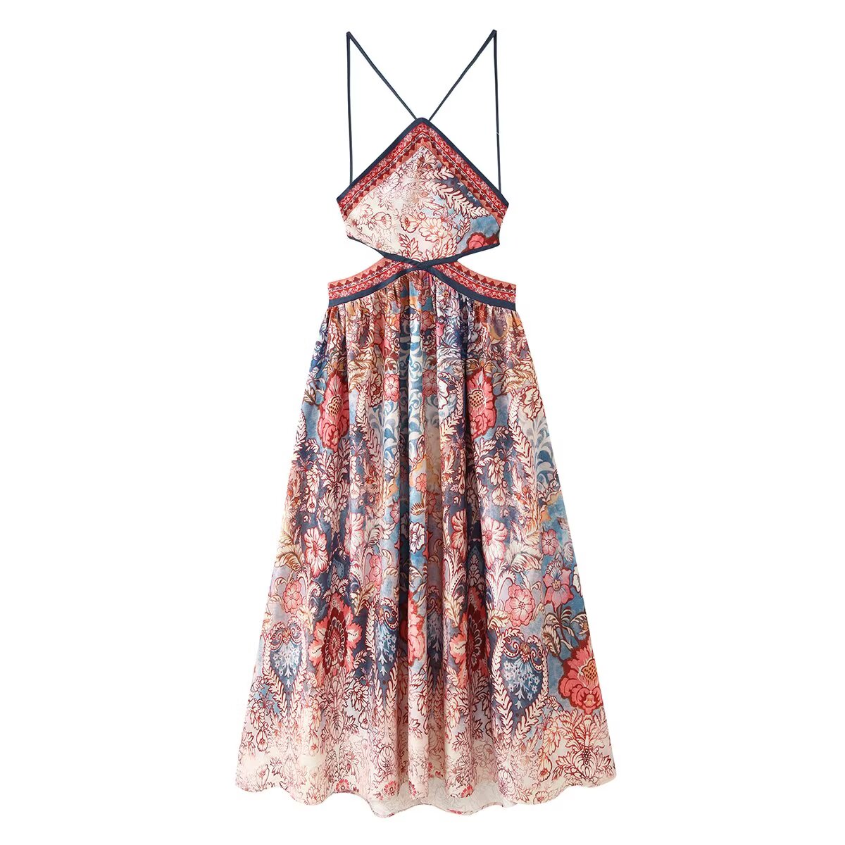 Women Clothing Fall Slim Fit Backless Hollow Out Cutout out Cropped Halter Dress DestGlow