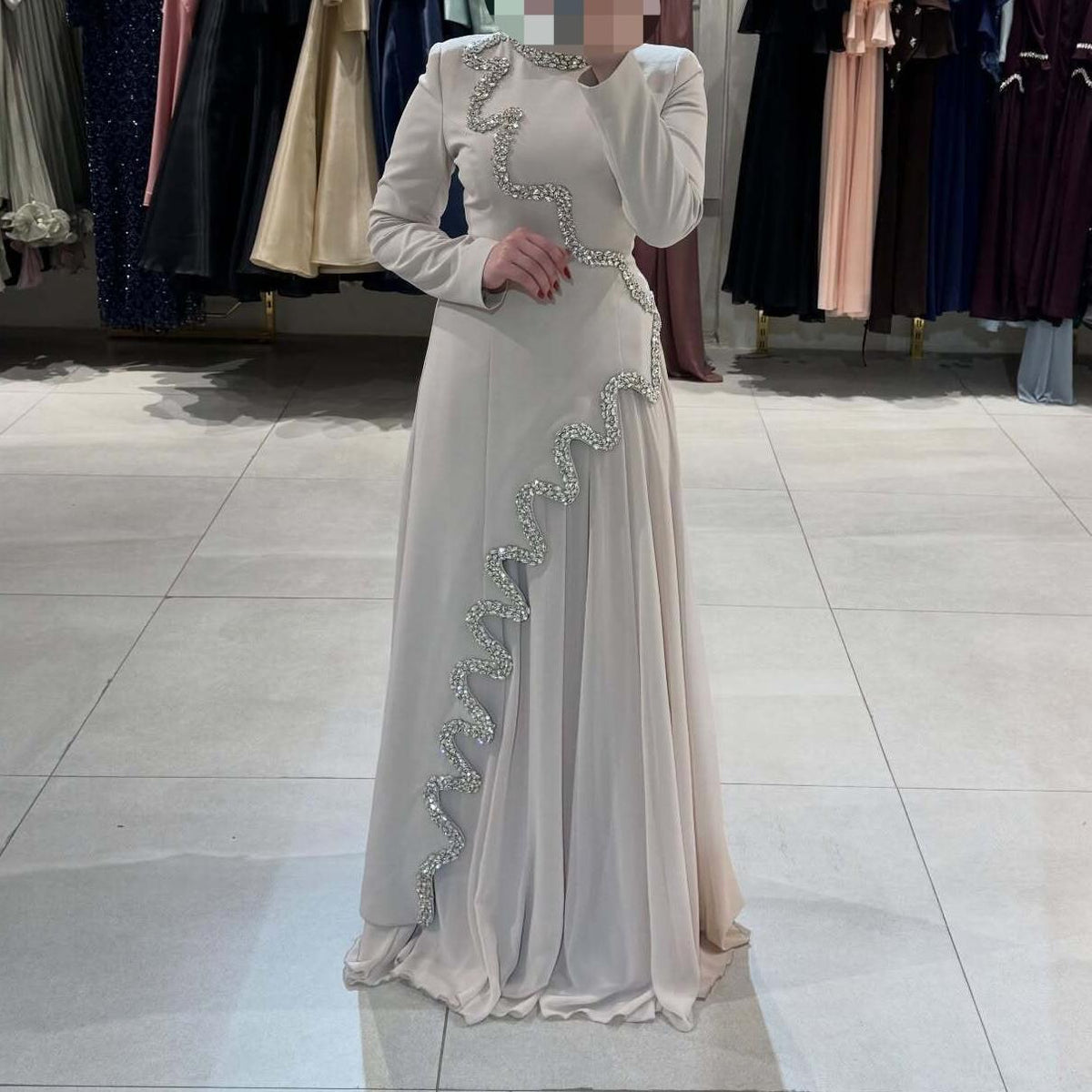 Women Beaded Ribbon Elegant Evening Maxi Dress DestGlow