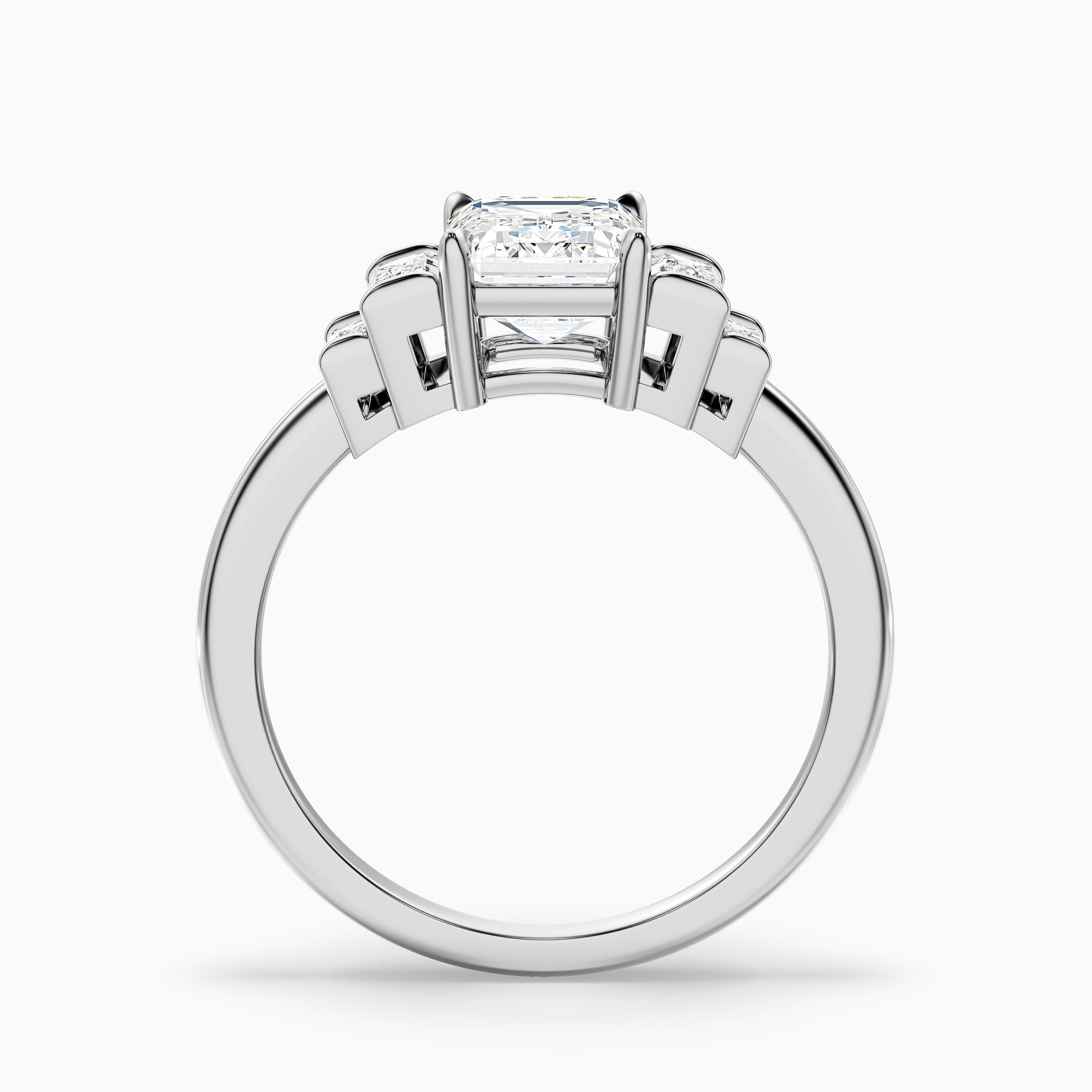 Kora 1.5 Carat Five Stone Emerald Cut With Baguette Side Stone Lab Grown Diamond Ring in 18k Yellow Gold