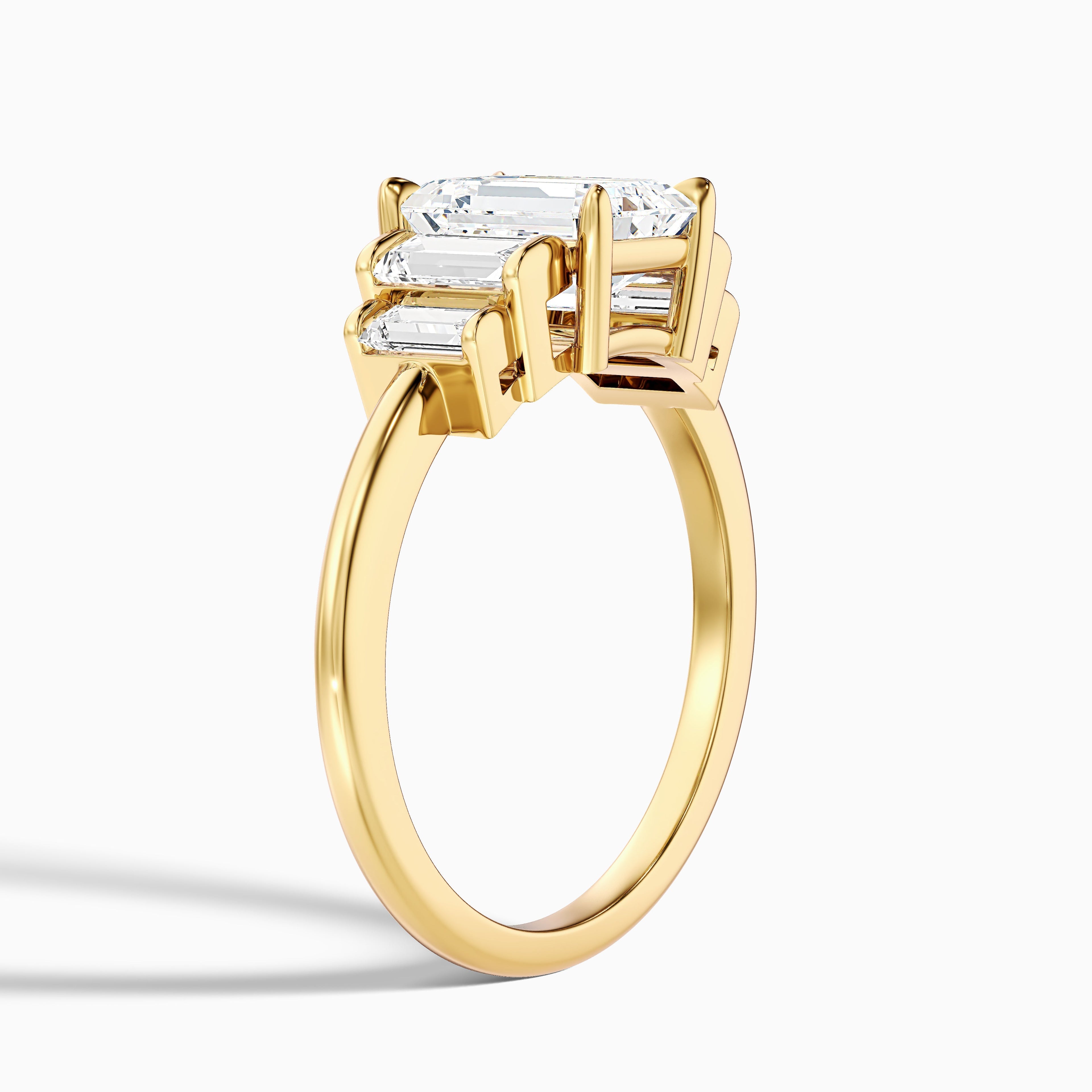 Kora 2.5 Carat Five Stone Emerald Cut With Baguette Side Stone Lab Grown Diamond Ring in 14k White Gold