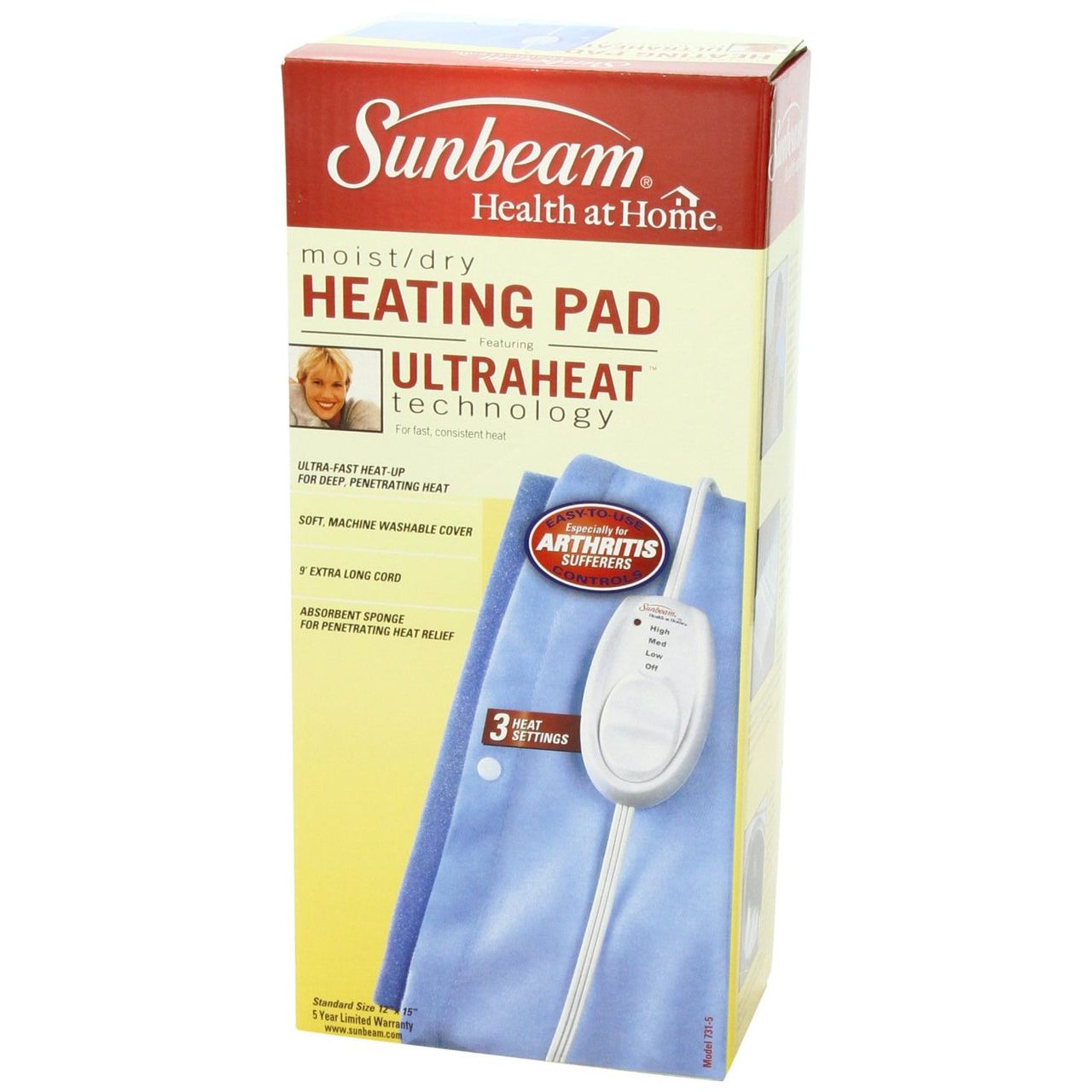 Sunbeam Moist/ Dry Heating Pad, Model 731-5 by Pasteur Pharmacy