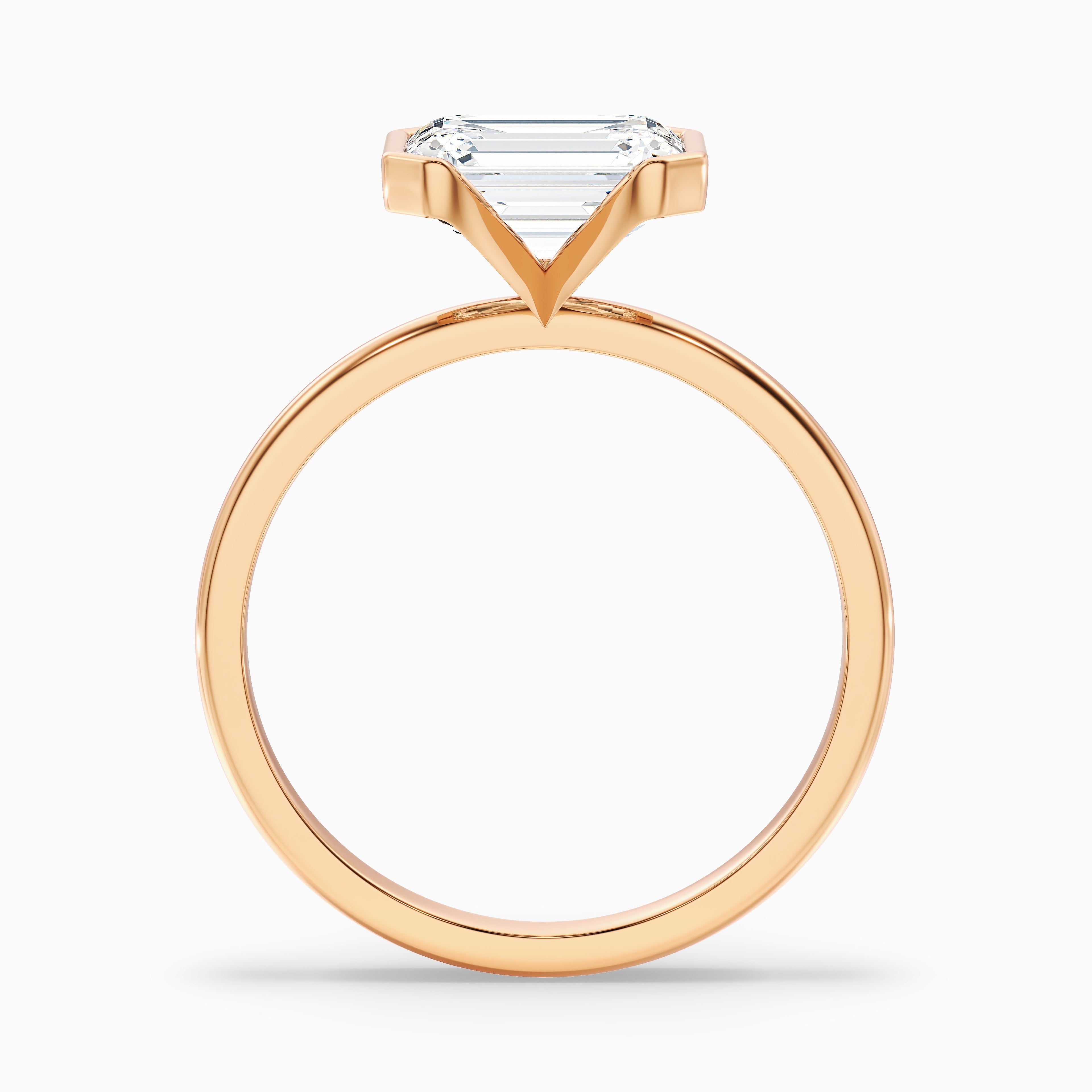 Mila 5.5 Carat Emerald Half Bezel Moissanite Diamond Ring in 14k White Gold