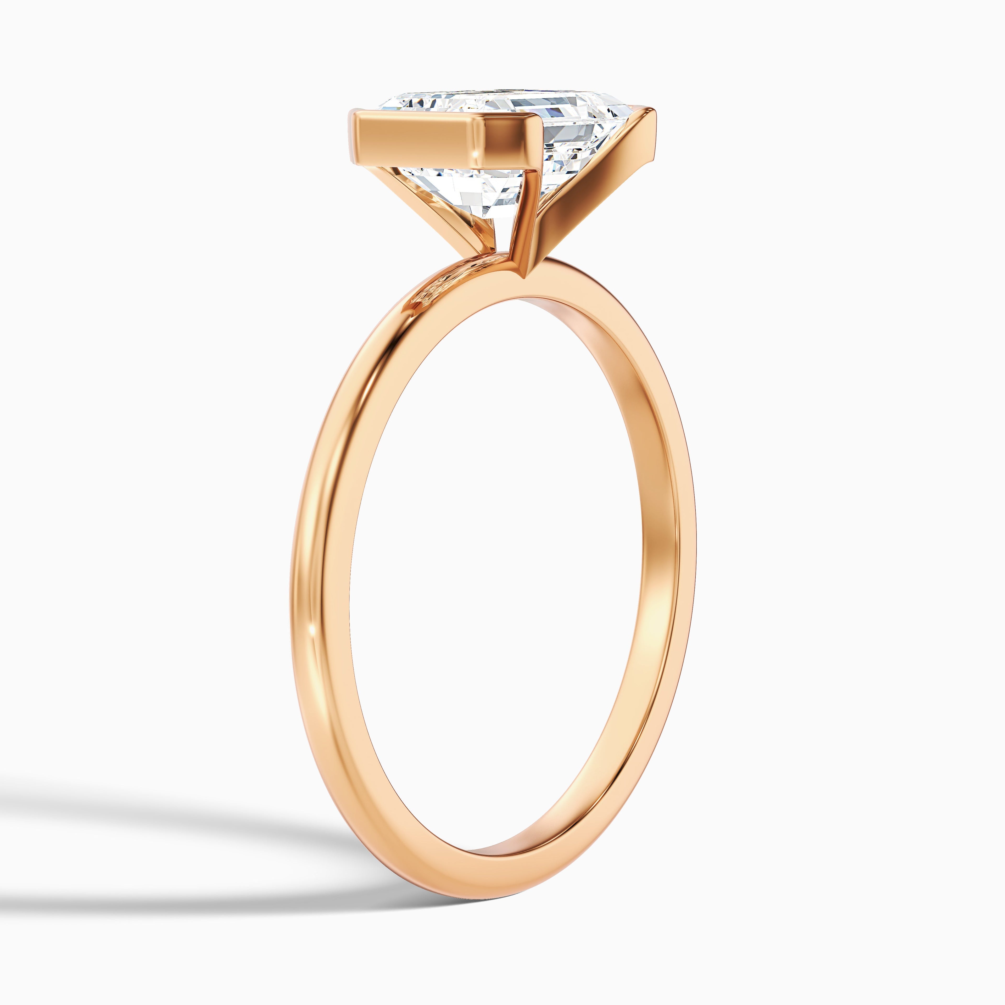 Lylah 3.5 Carat Emerald Half Bezel Lab Grown Diamond Ring in 10k Rose Gold