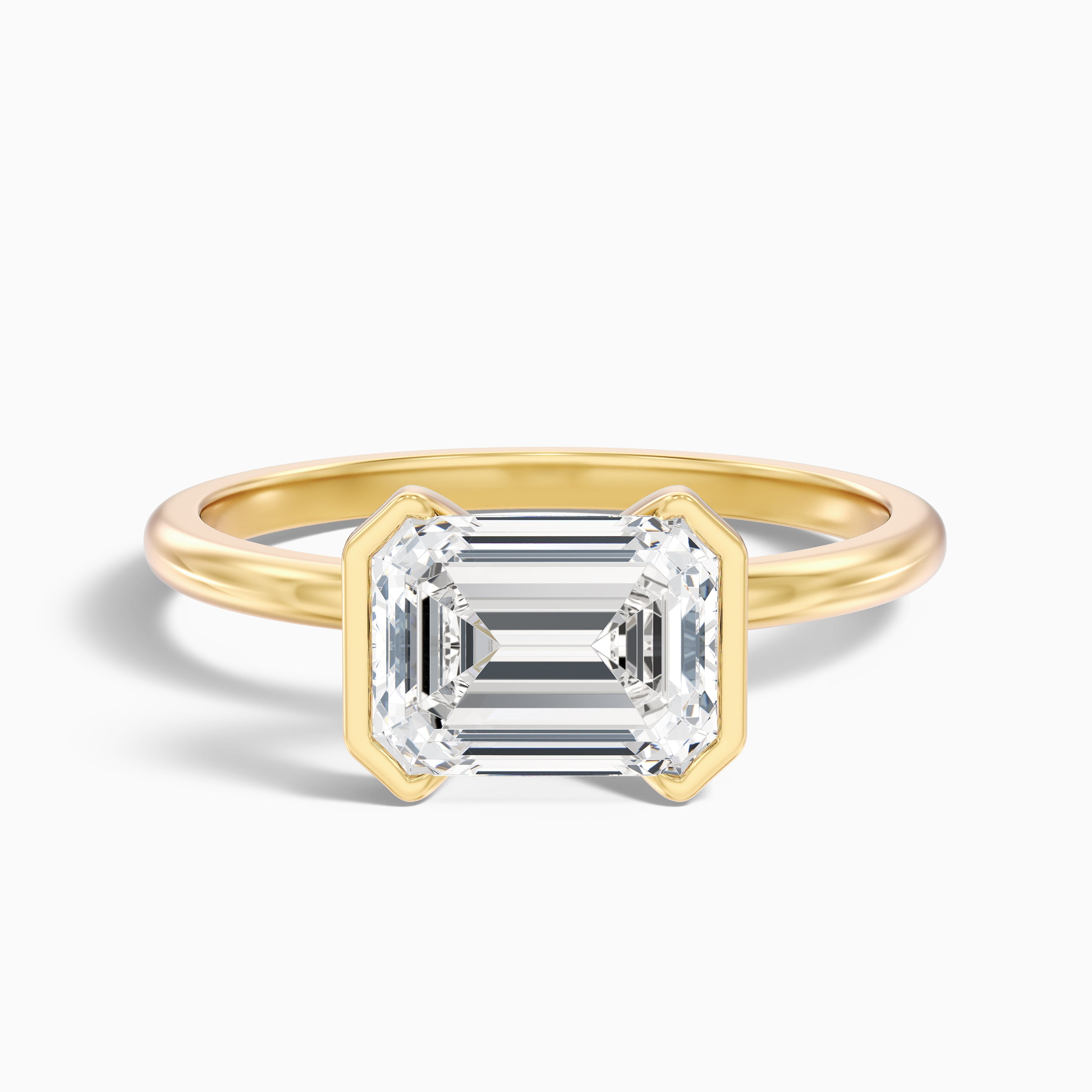 Lylah 2.5 Carat Emerald Half Bezel Lab Grown Diamond Ring in 14k White Gold
