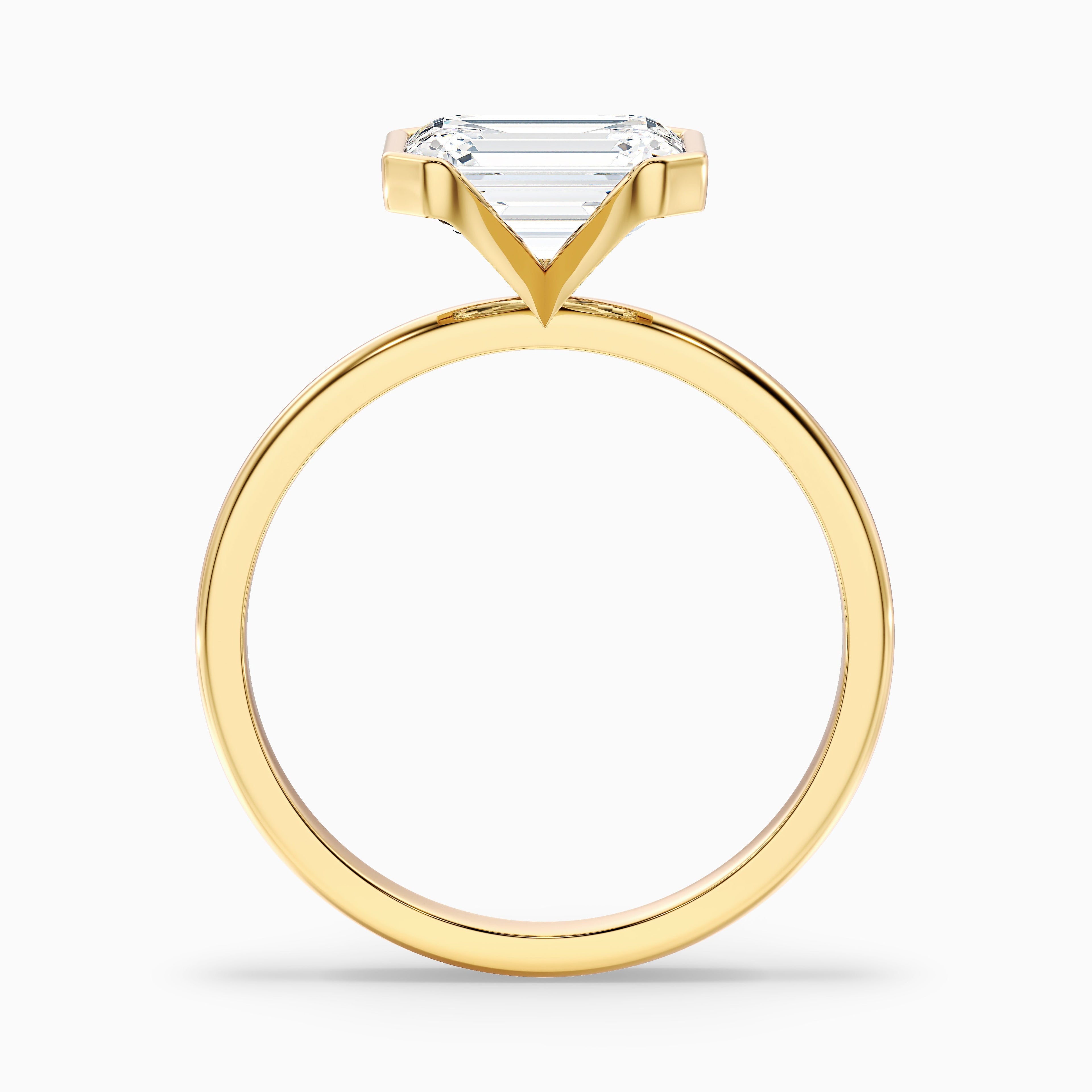 Mila 5 Carat Emerald Half Bezel Moissanite Diamond Ring in 18k Rose Gold