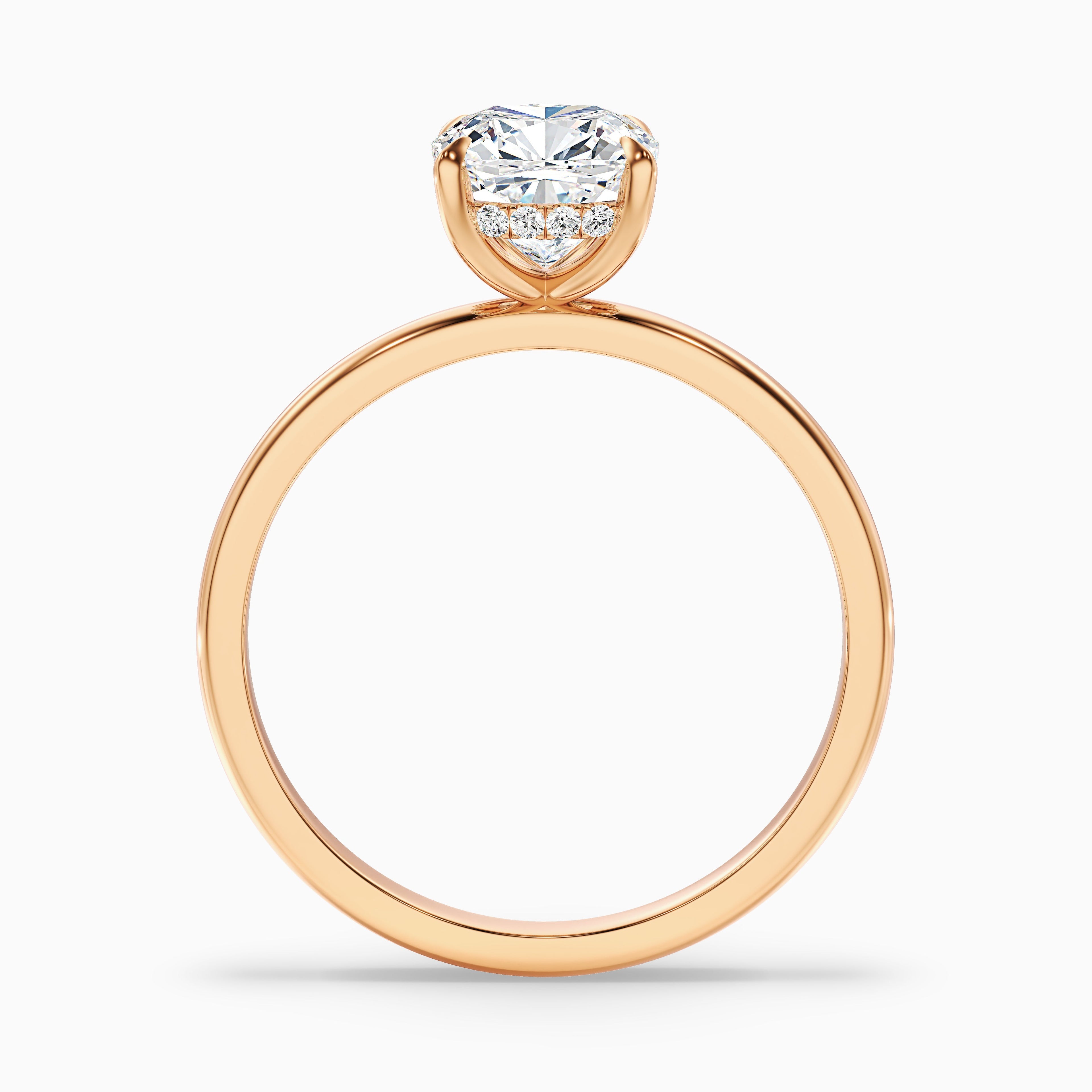 Ozie 2 Carat Cushion Cut Hidden Halo Lab Grown Diamond Ring in 10k White Gold