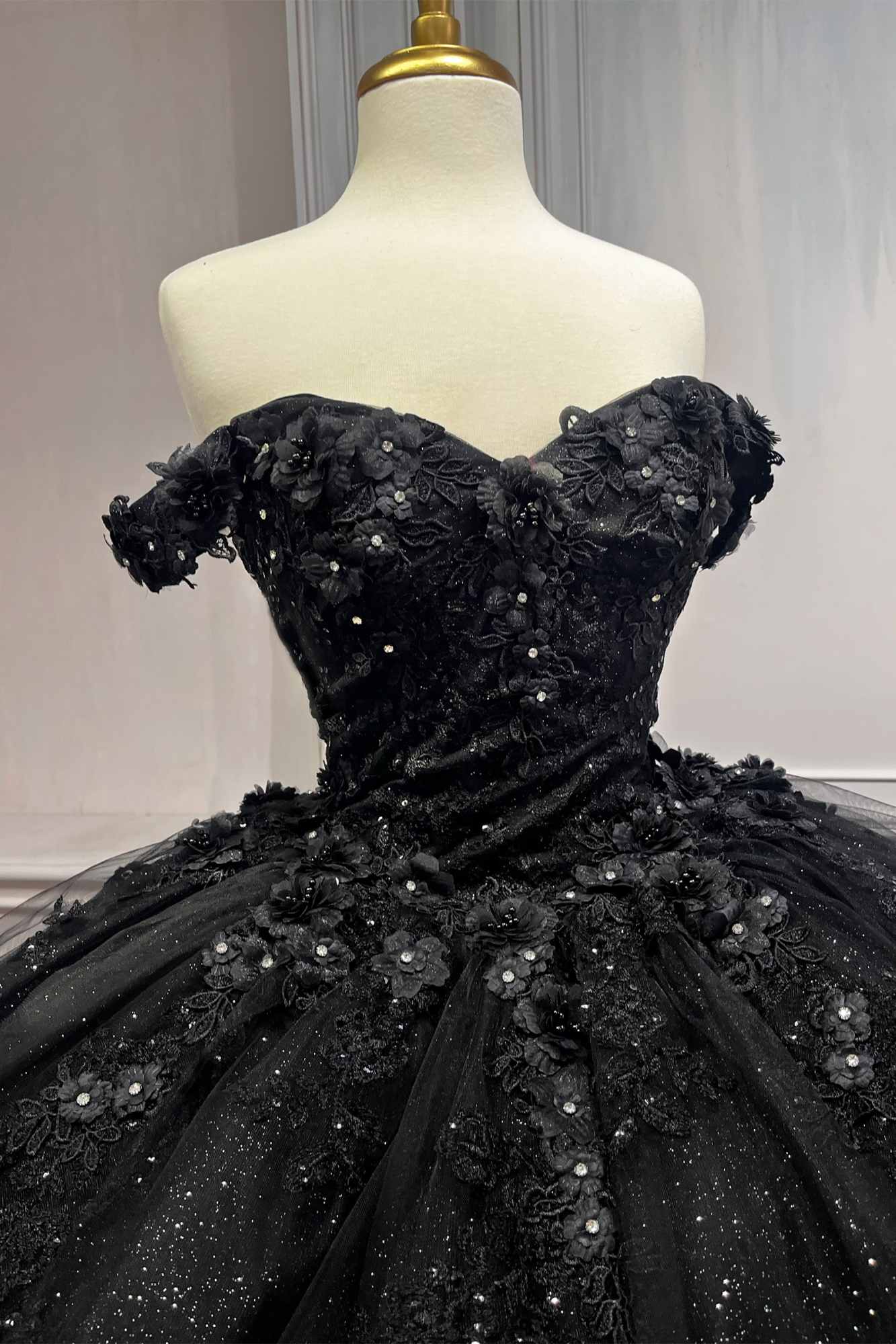Ladivine 15702 Floral Off the Shoulder Floral Quince Ball Gown by DiscountDressShop