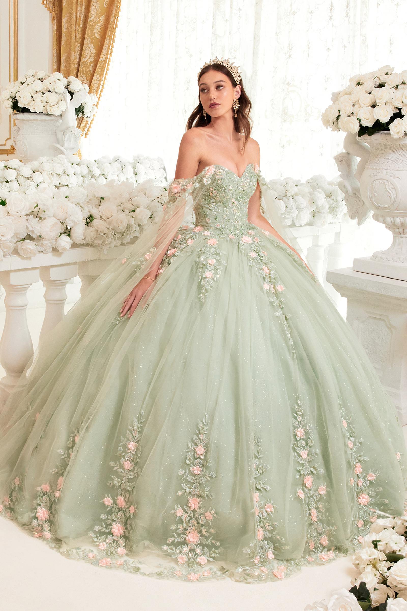 Ladivine 15716 Poofy Princess A-Line Ballgown Off Shoulder Cap Sleeve DestGlow