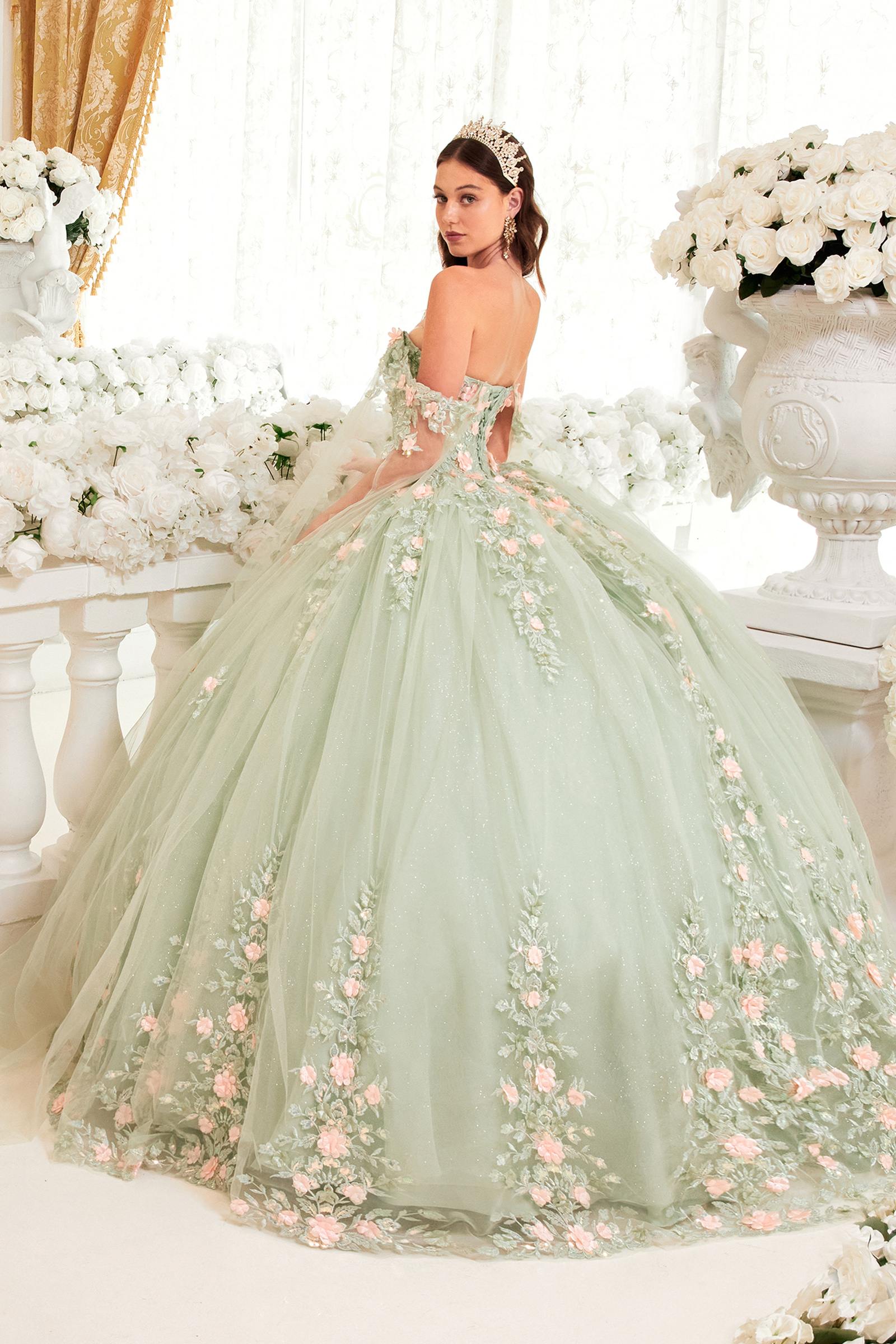 Ladivine 15716 Poofy Princess A-Line Ballgown Off Shoulder Cap Sleeve DestGlow