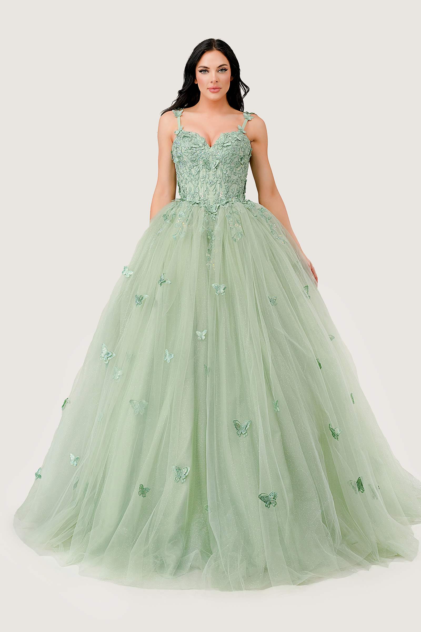 Ladivine 15718 Long Princess Layered Tulle 3D Applique Ball Gown by DiscountDressShop