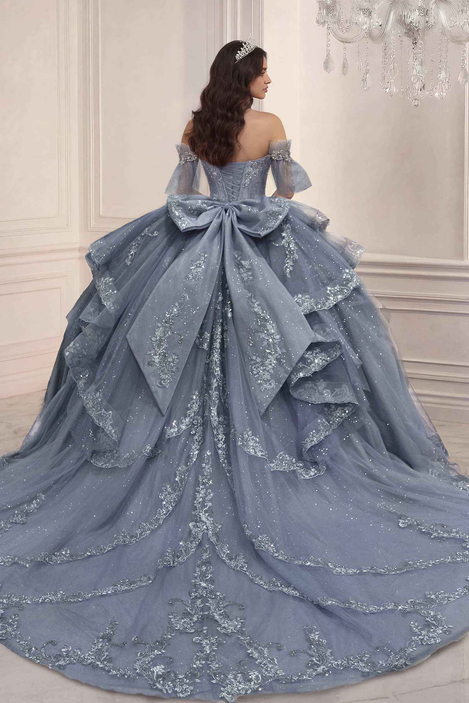 Ladivine 15741 Sweetheart Neckline Choker Strap Quinceanera Gown DestGlow