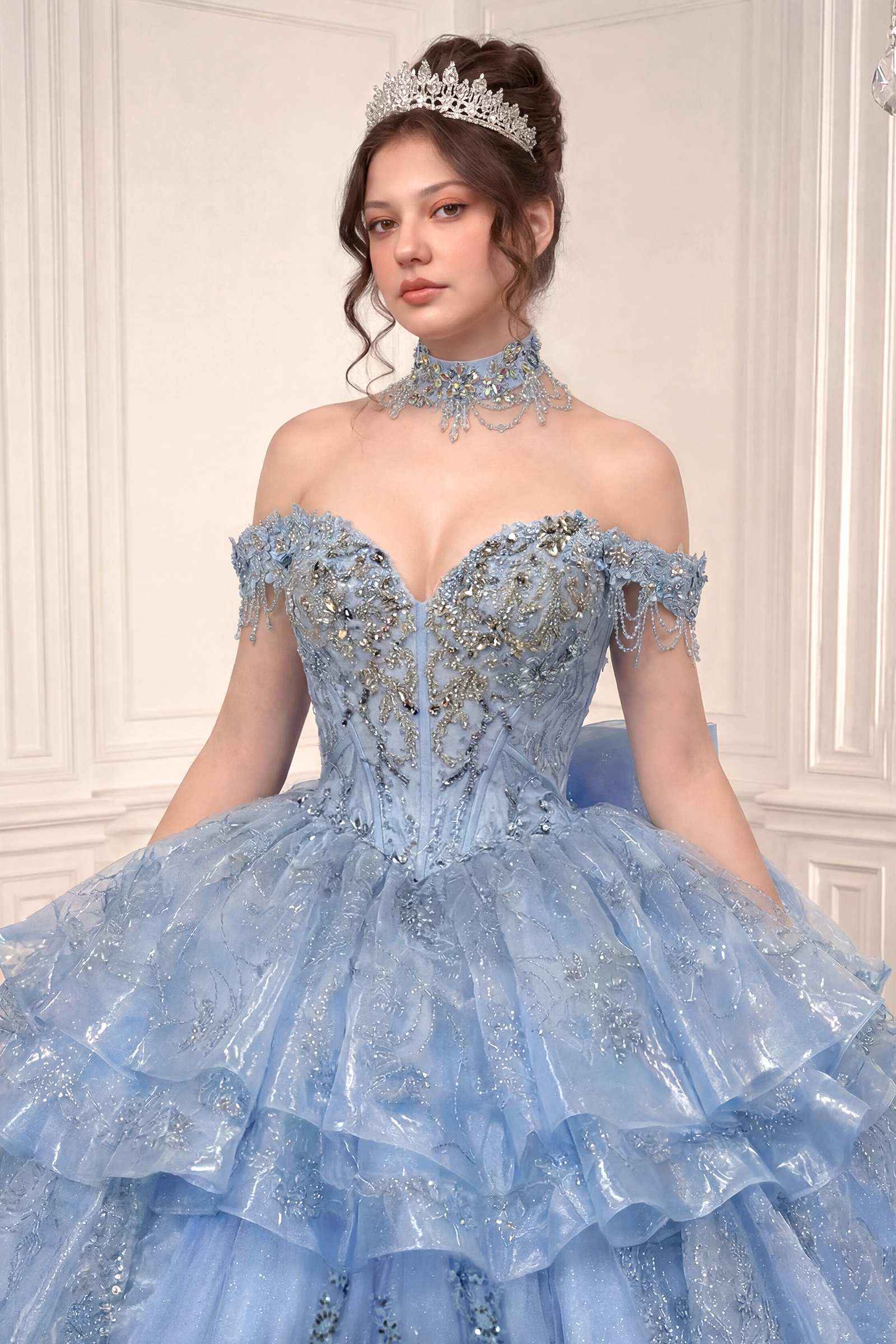 Ladivine 15742 Off the Shoulder Poofy Quinceanera Ball Gown DestGlow