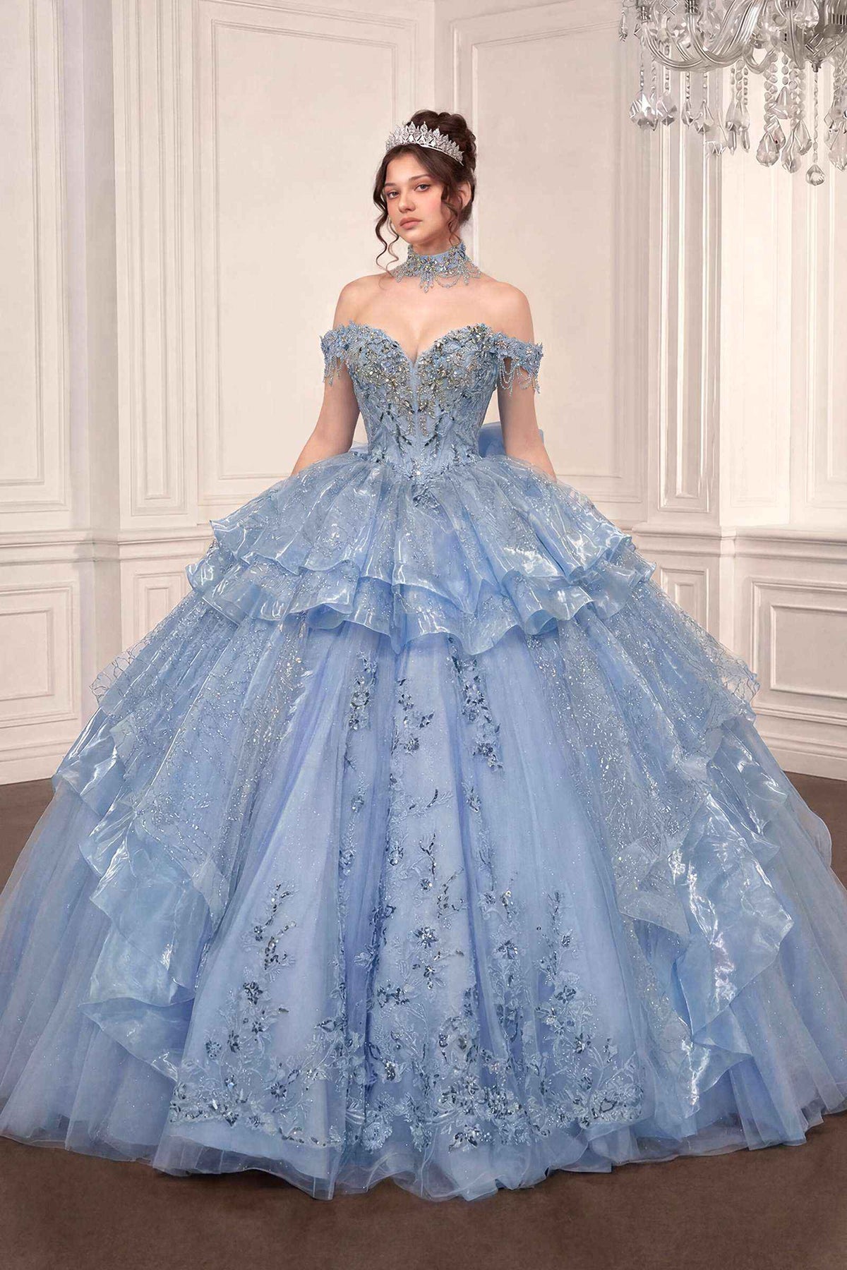 Ladivine 15742 Off the Shoulder Poofy Quinceanera Ball Gown DestGlow