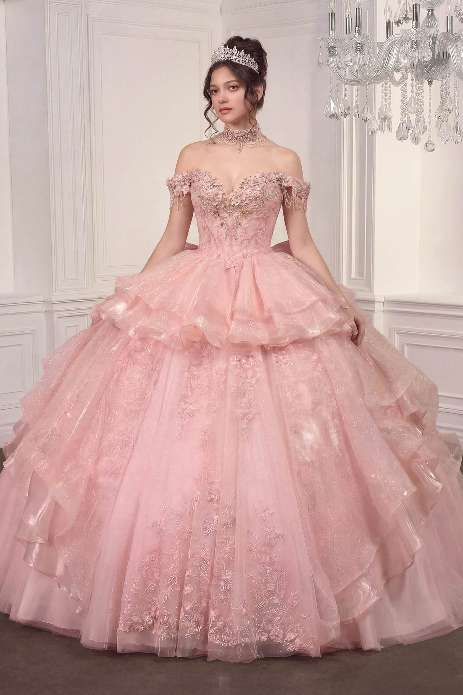 Ladivine 15742 Off the Shoulder Poofy Quinceanera Ball Gown DestGlow