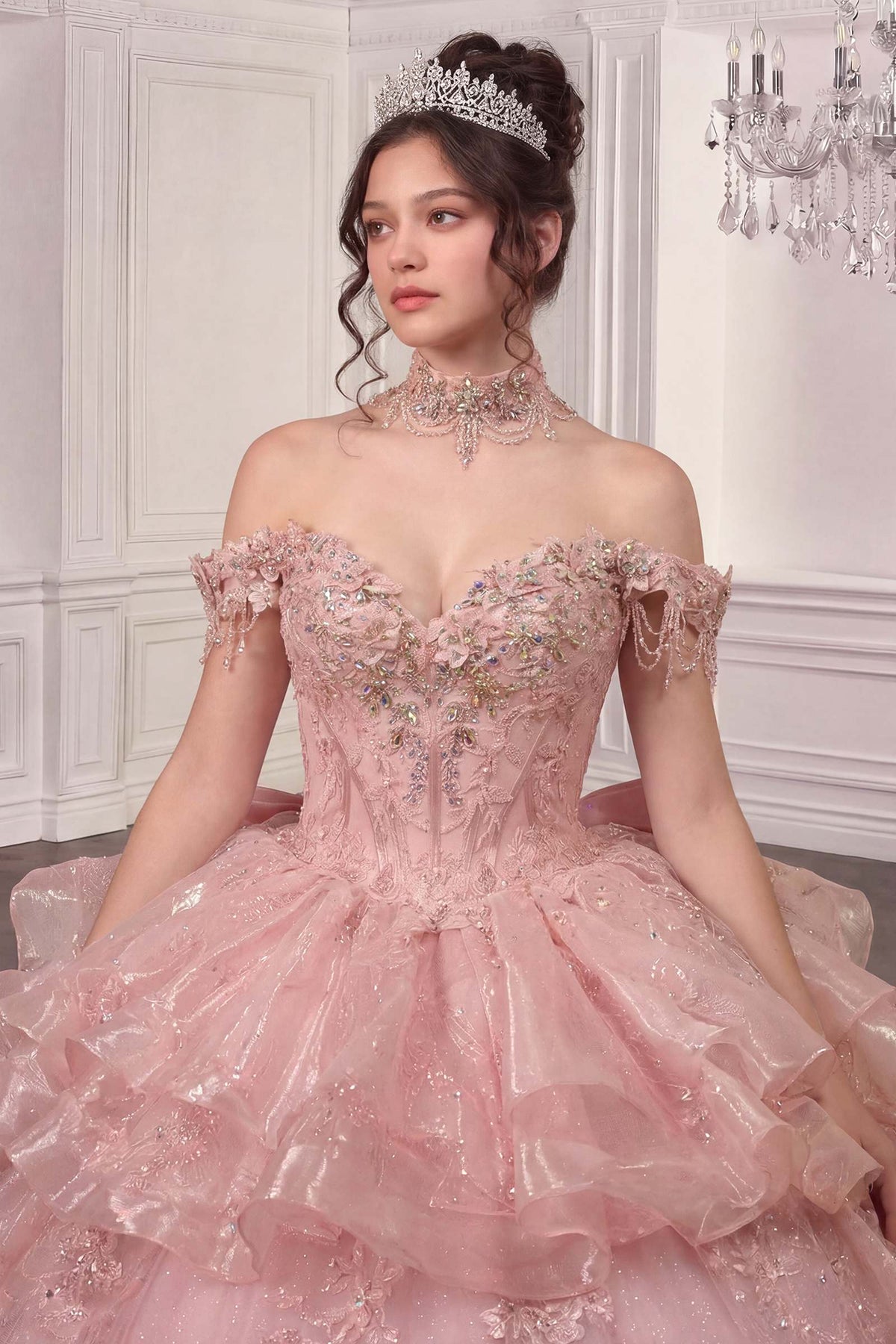 Ladivine 15742 Off the Shoulder Poofy Quinceanera Ball Gown DestGlow
