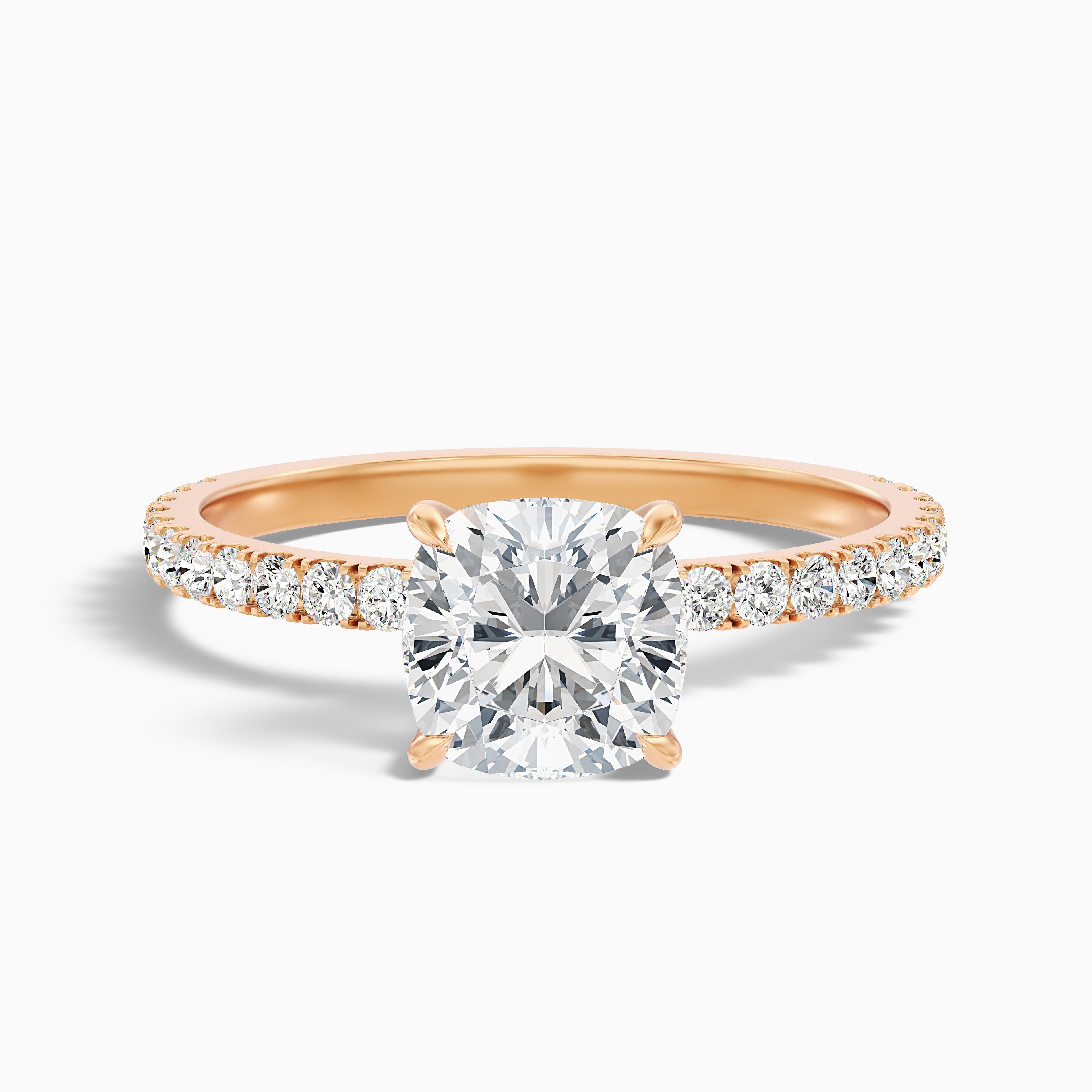 Amya 5 Carat Cushion Cut Hidden Halo Pave Lab Grown Diamond Ring in 925 Sterling Silver