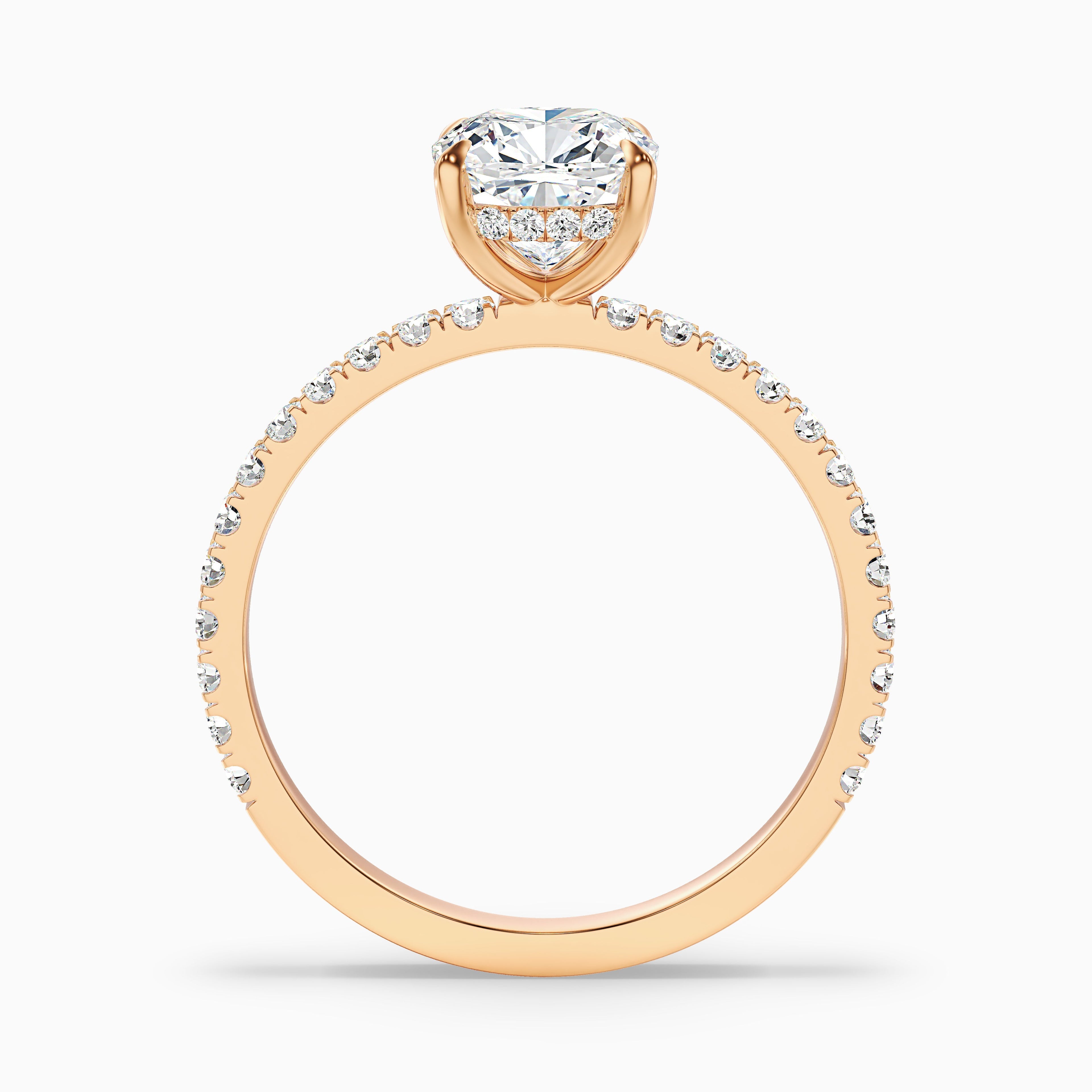 Amya 4 Carat Cushion Cut Hidden Halo Pave Lab Grown Diamond Ring in 18k Yellow Gold