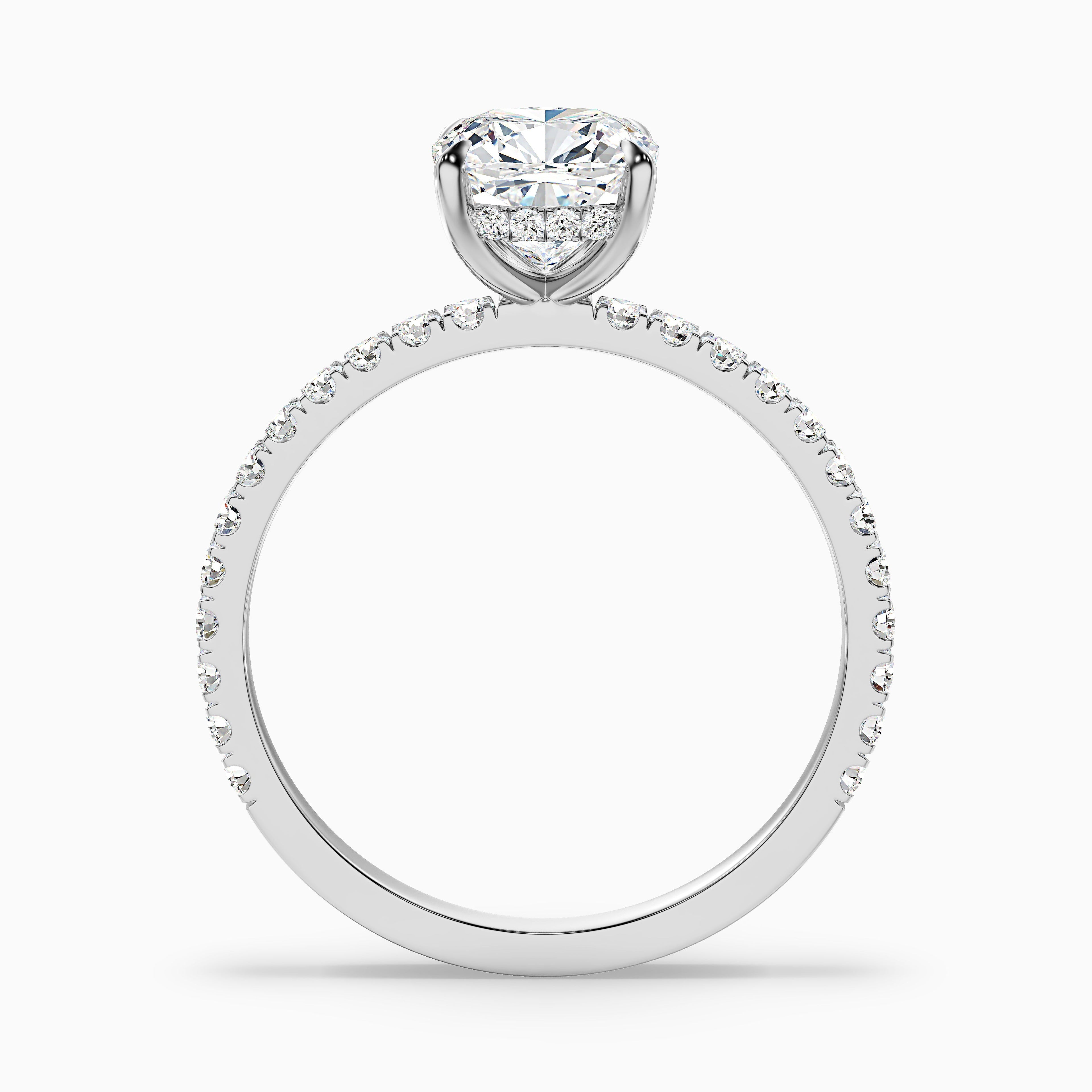 Amya 2 Carat Cushion Cut Hidden Halo Pave Lab Grown Diamond Ring in 18k Rose Gold